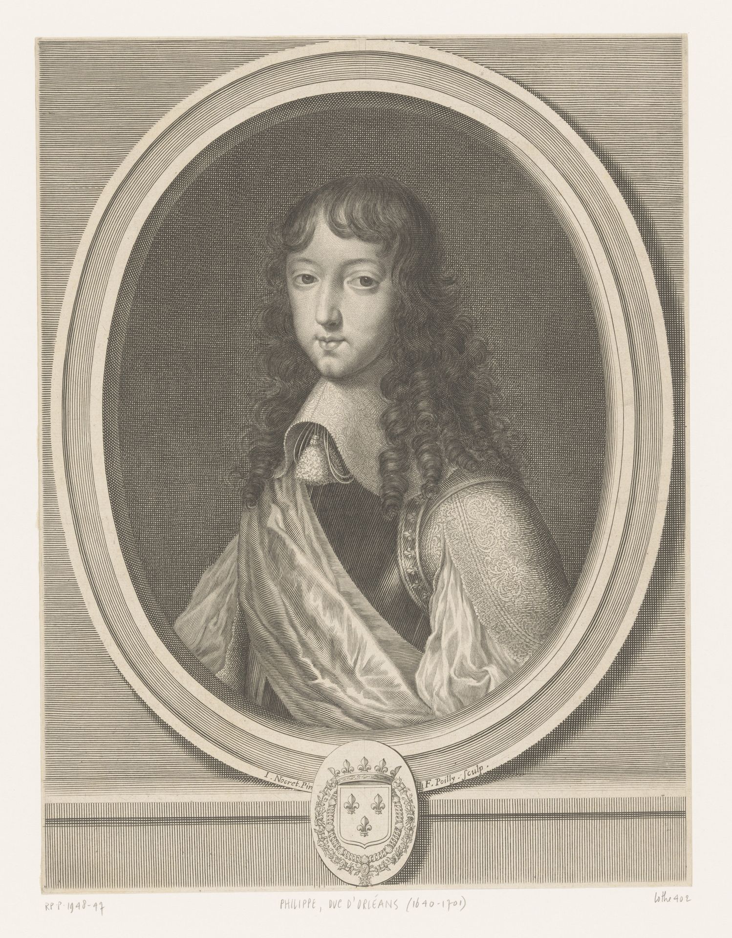 Portret van Filips van Orléans I by Francois de Poilly