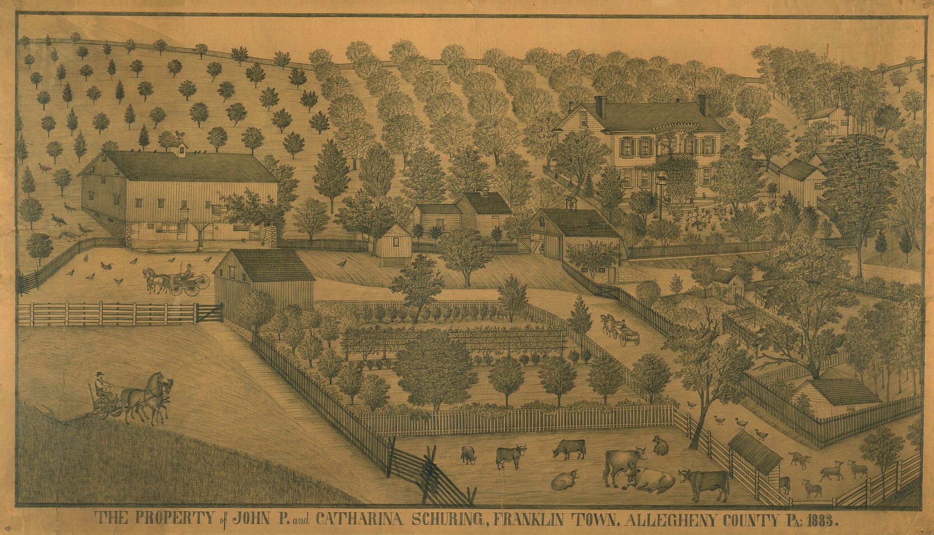 The Property of John P. and Catharina Schuring, Franklin Town, Allegheny County, Pennsylvania by Ferdinand A. Brader