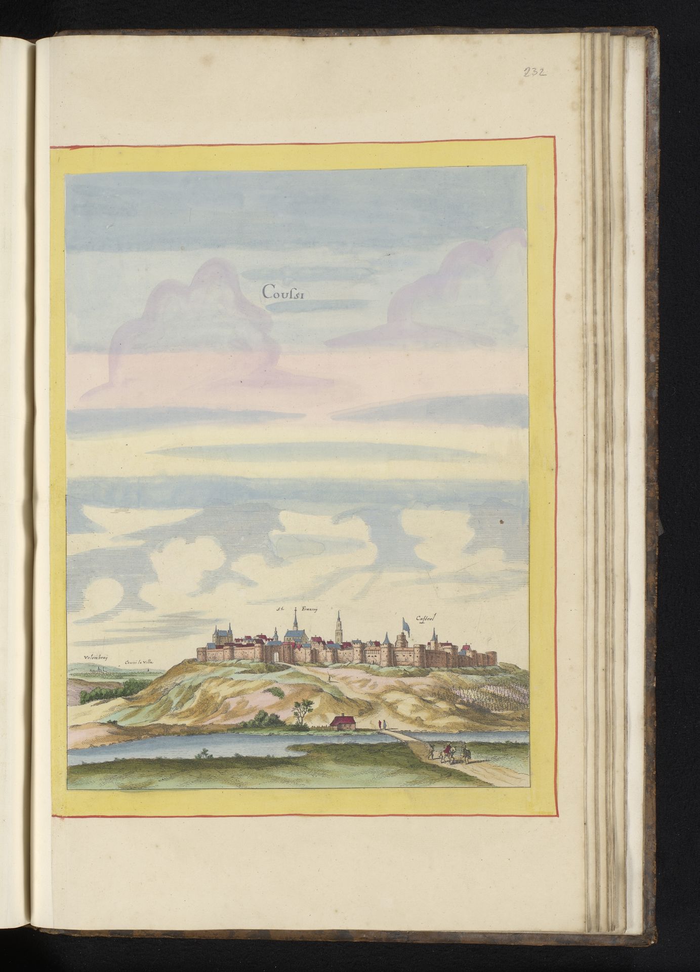 Gezicht op het kasteel en de vesting van Coucy by Matthäus (II) Merian