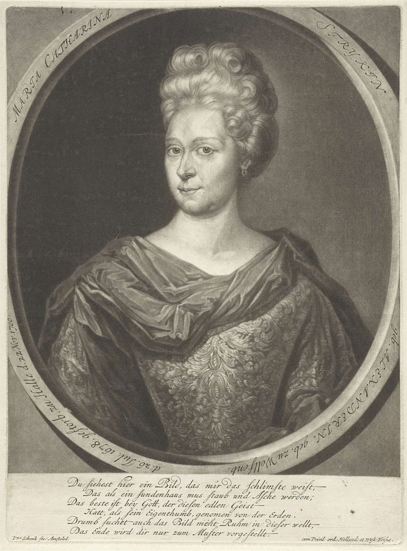 Portret van Martha Catharine Strykin by Pieter Schenk