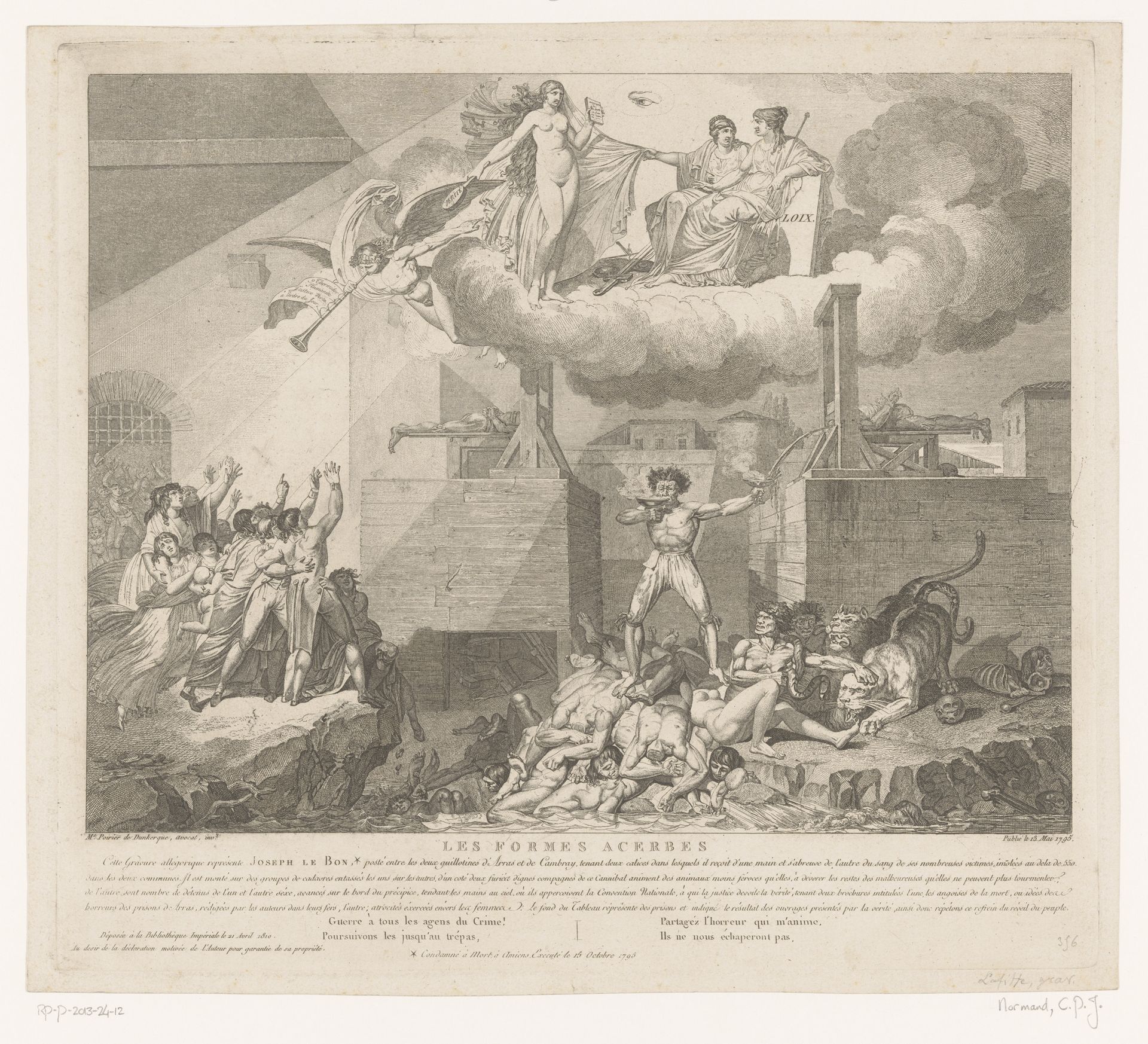 Allegorie op het schrikbewind van de revolutionair Joseph le Bon by Charles Pierre Joseph Normand