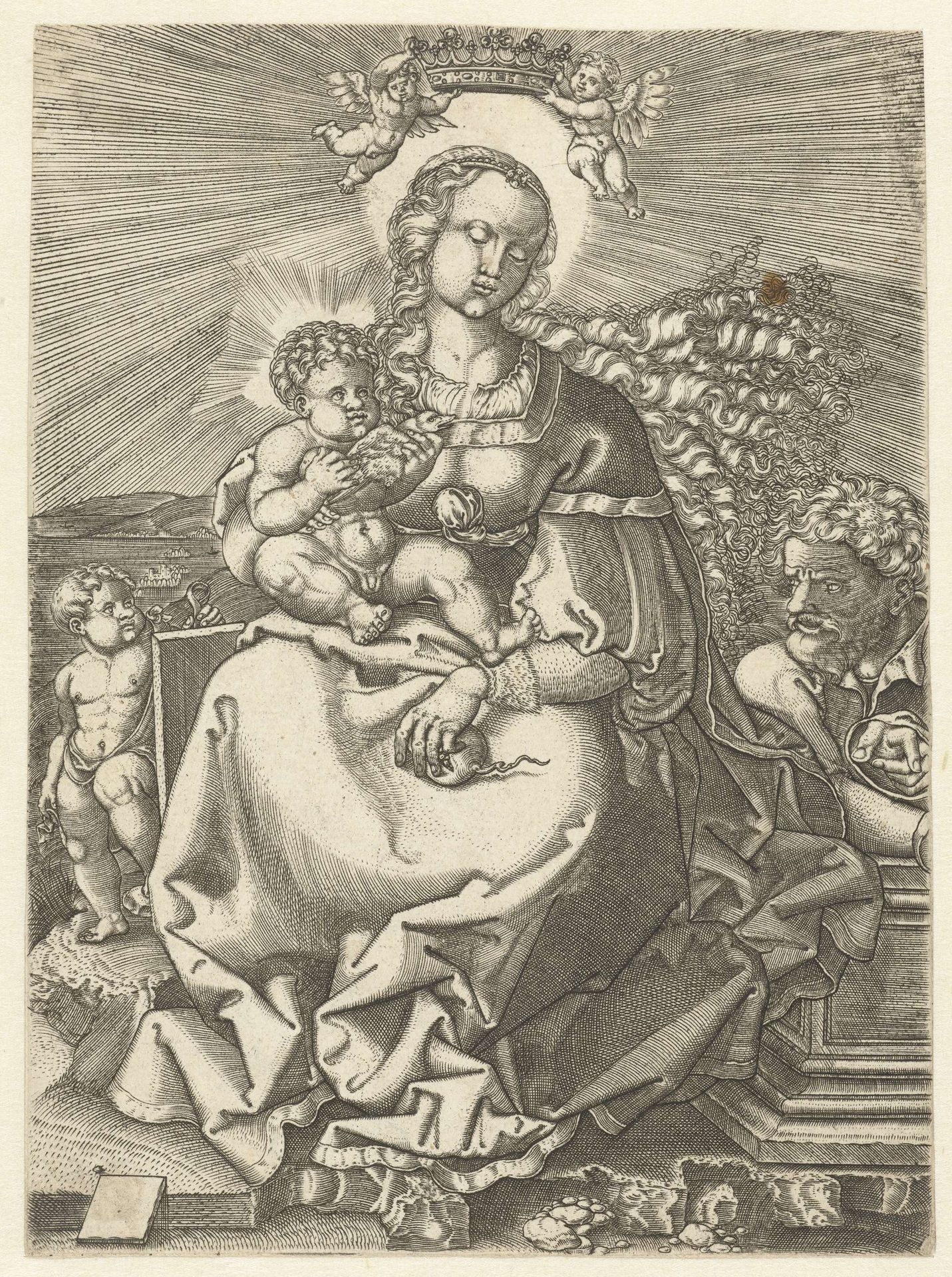 Maria met kind en Jozef by Jacob Binck