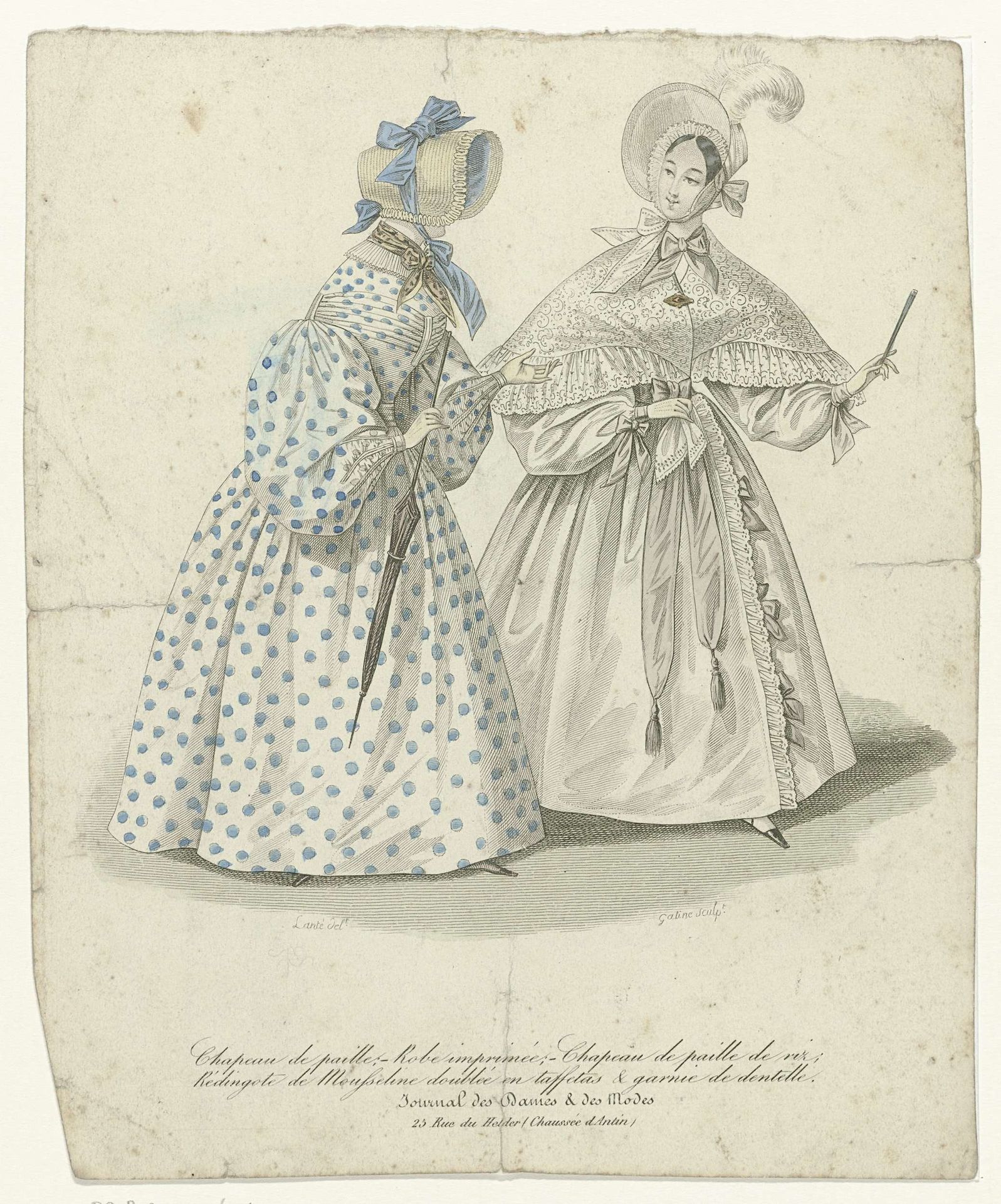 Journal des Dames et des Modes, ca. 1832 : Chapeau de paill (...). by Georges Jacques Gatine