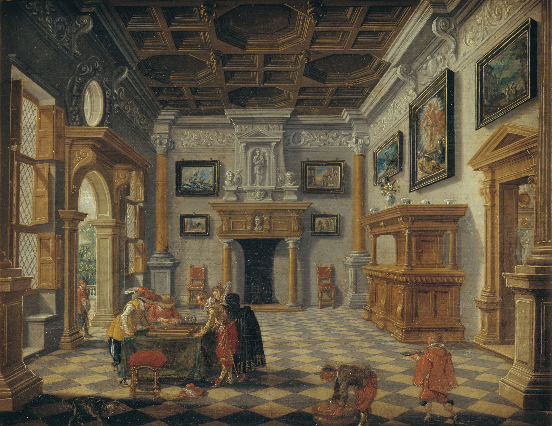 Sumptuous Renaissance Interior with Tric-Trac Players by Esaias van de Velde
