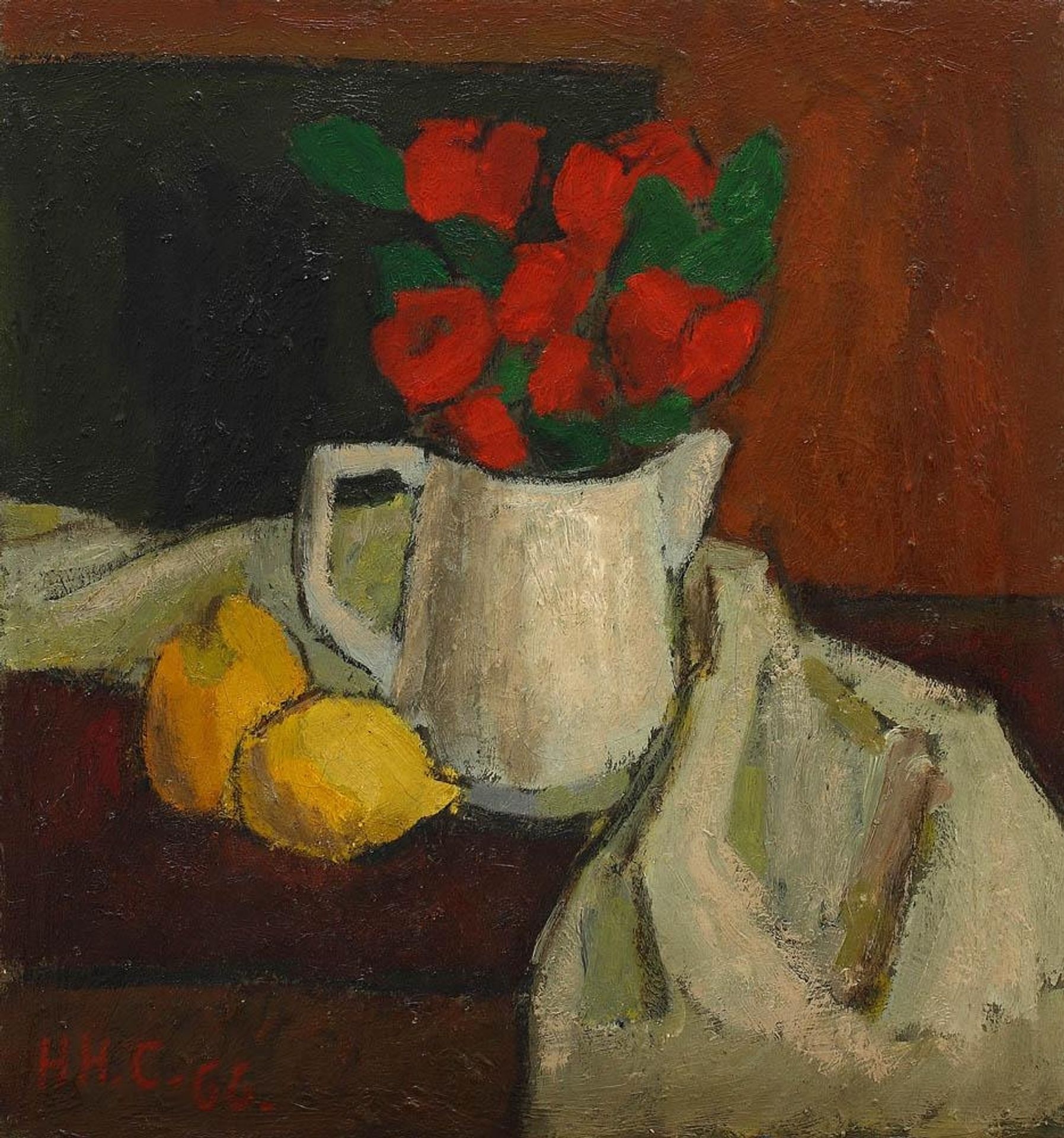 Composition with lemons and poppy by Henri Catargi