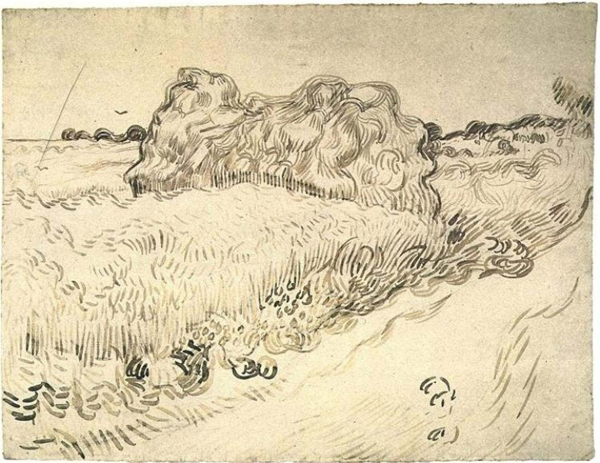 Wheat Field with a Stack of Wheat or Hay by Vincent van Gogh