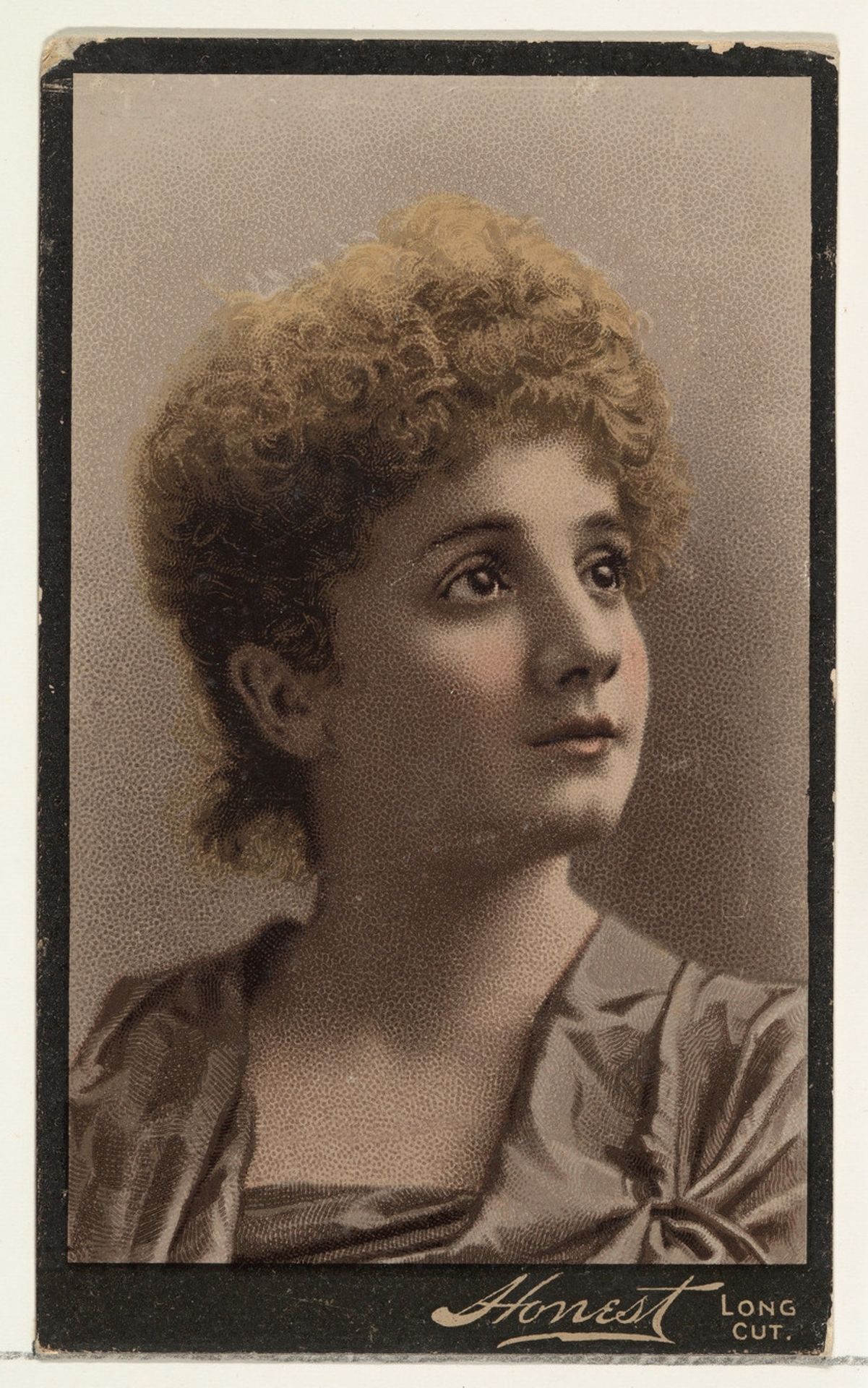 Actress with short curly hair, from Stars of the Stage, Third Series (N131) issued by Duke Sons & Co. to promote Honest Long Cut Tobacco by W. Duke, Sons & Co.