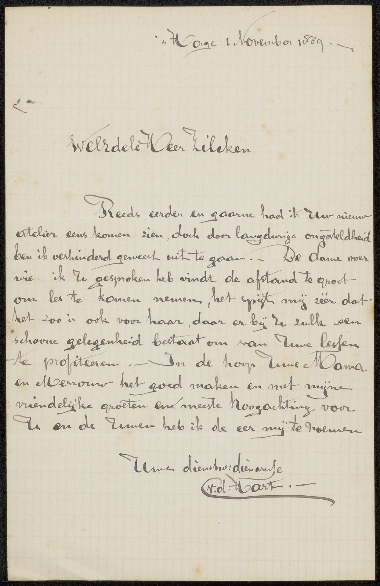 Brief aan Philip Zilcken by Cornelia van der Hart