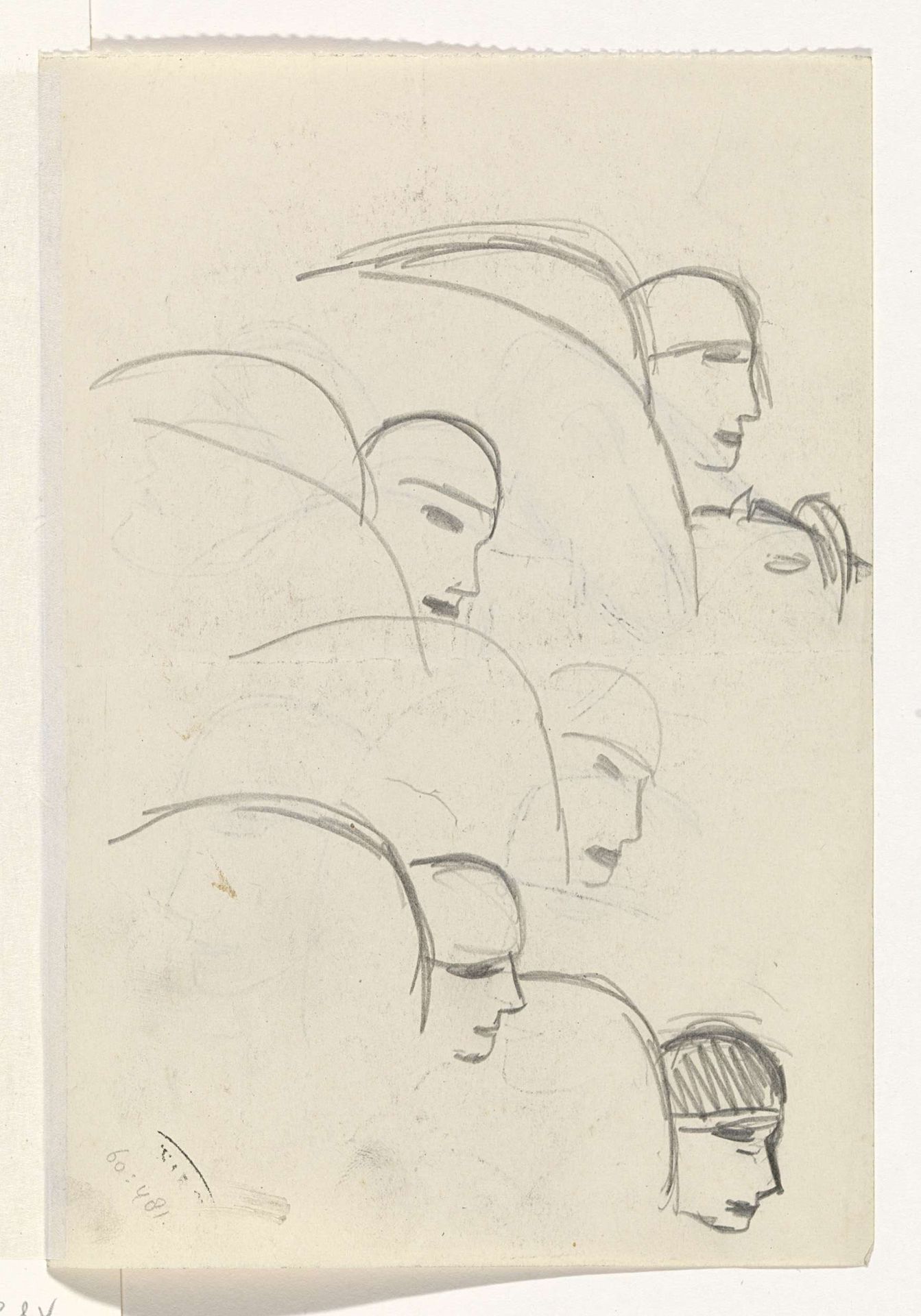 Vijf vrouwenhoofden by Leo Gestel