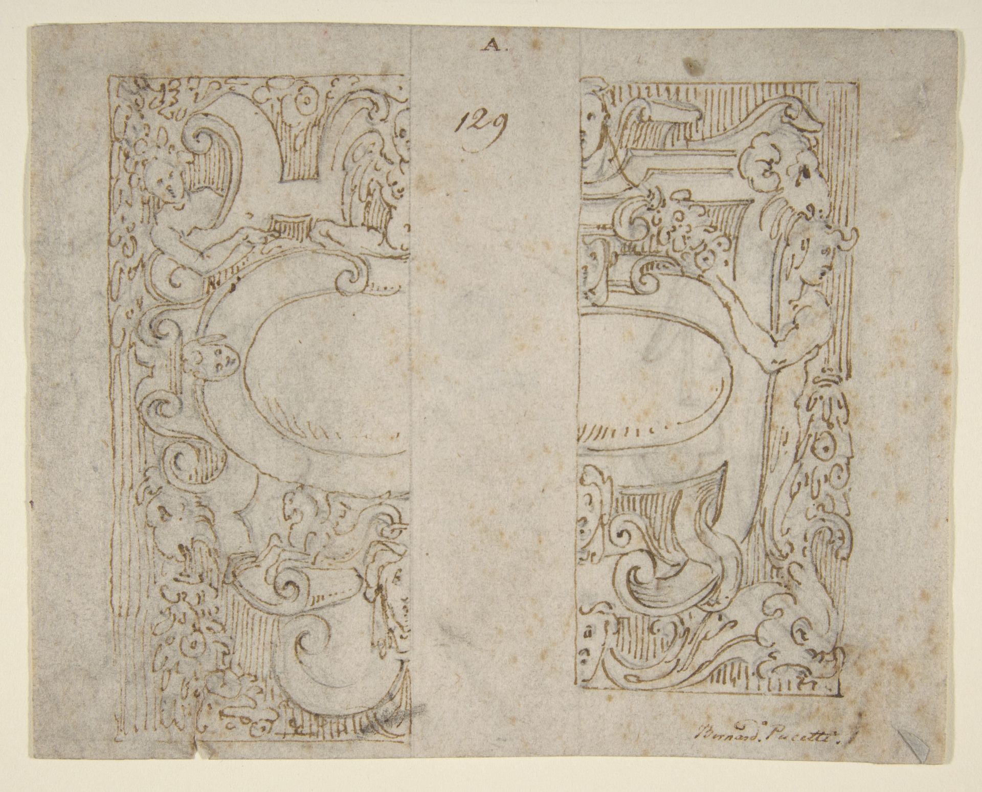 Designs for Cartouche (recto and verso) by Bernardino Poccetti