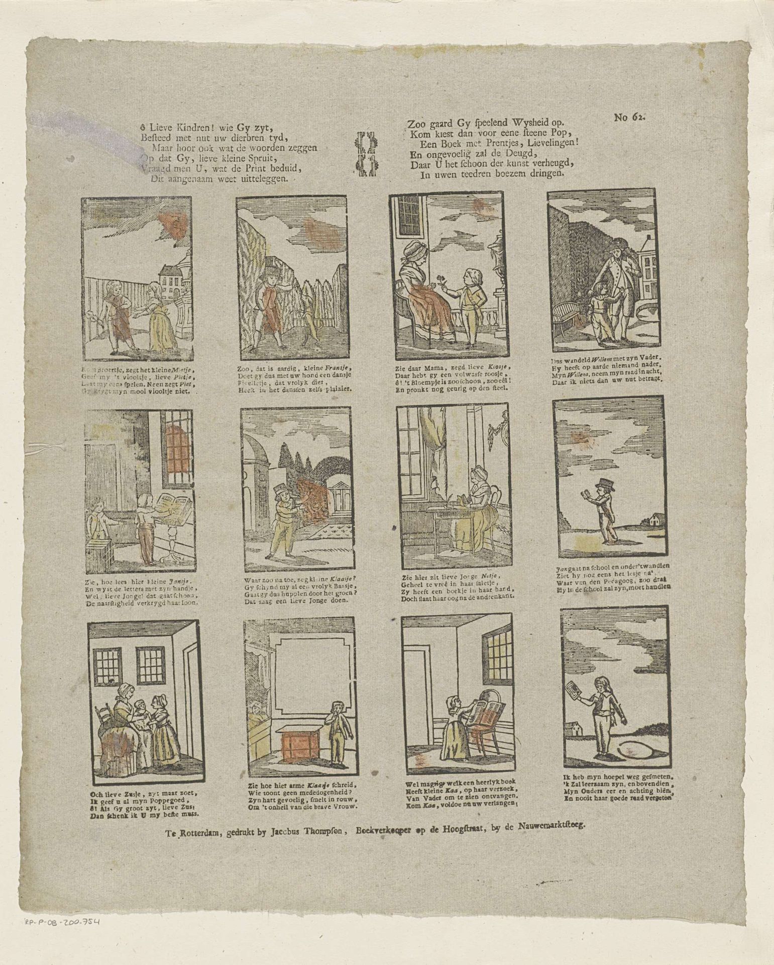 Ô lieve kindren! wie gy zyt. / Besteed met nut uw dierbren tyd (...) by Jacobus Thompson