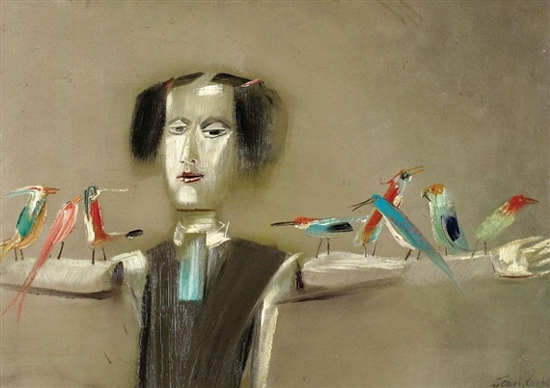 Scarecrow and Birds by Jean David