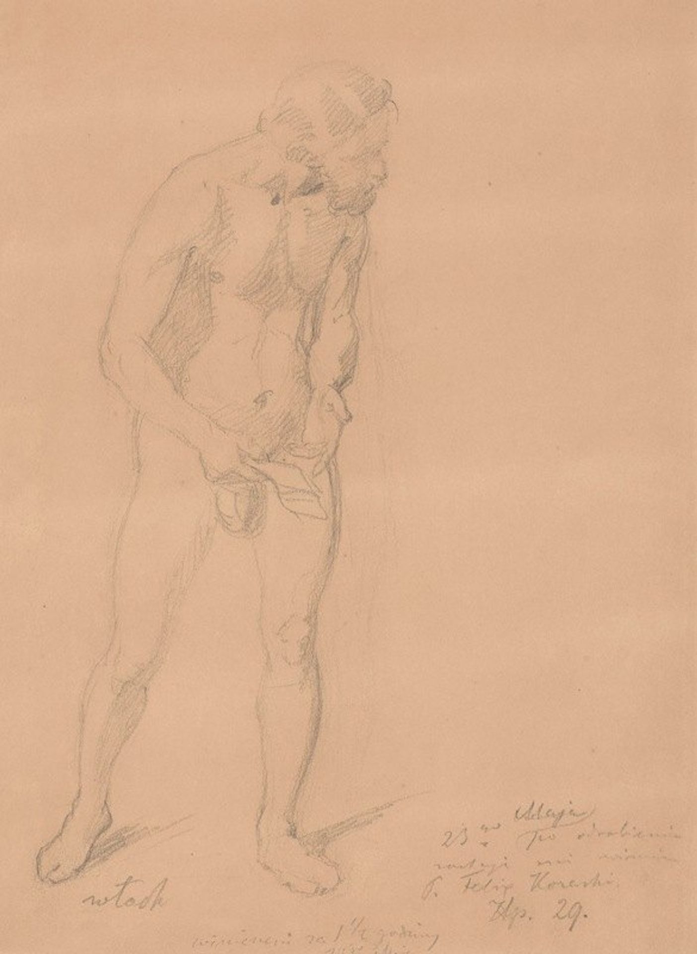 Nude Study for a Figure of an Italian in the Painting ‘The Upbringing of Sigismund Augustus’ by Józef Simmler