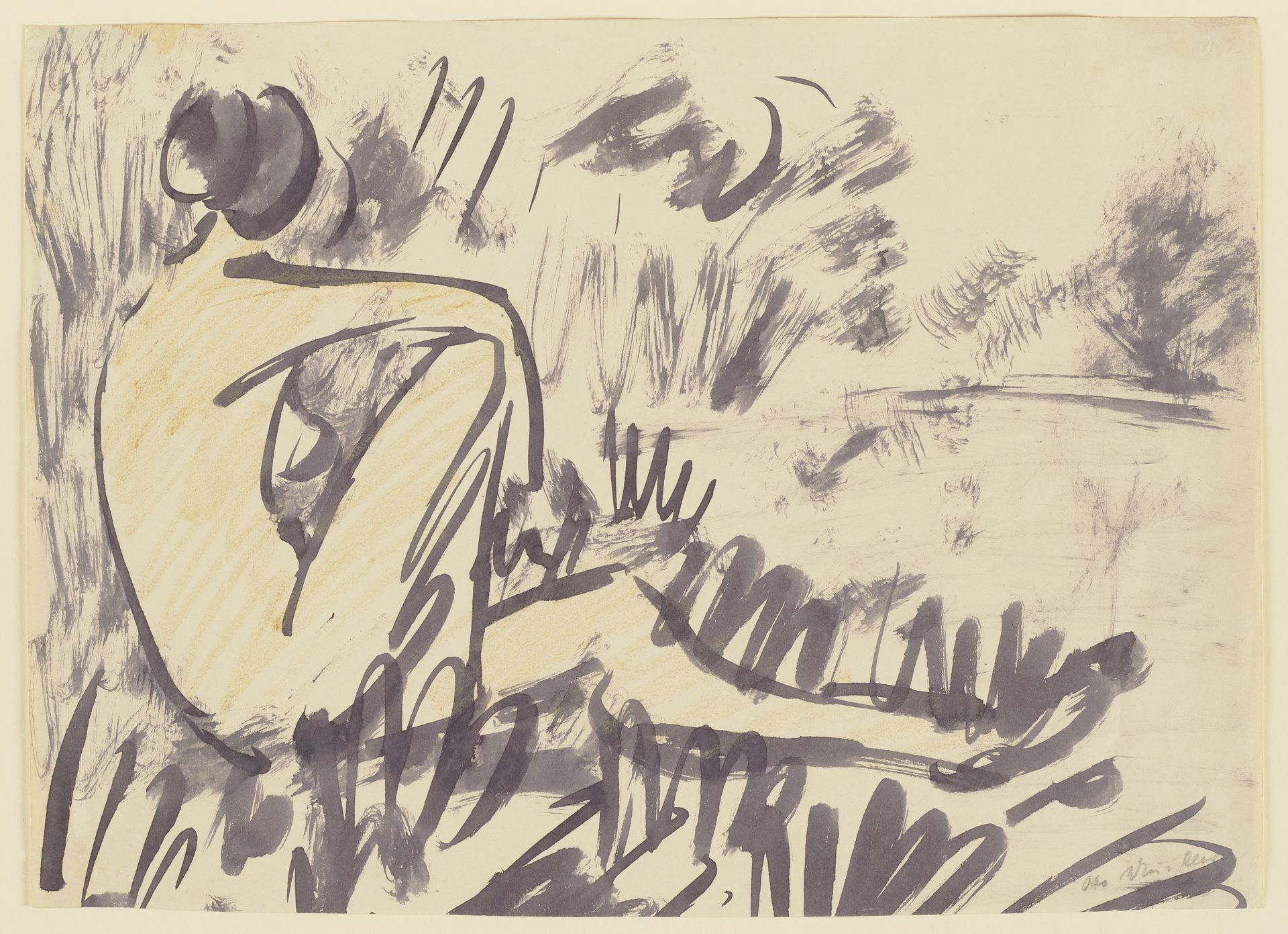 Naked Girl Sitting by the Water by Otto Mueller