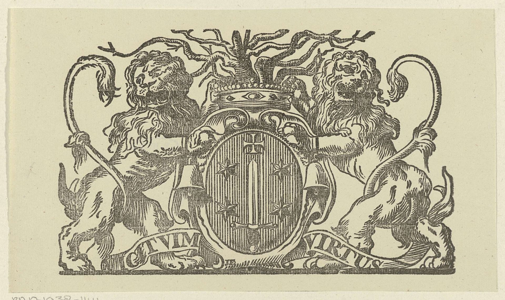 Vignet met het wapen van de stad Haarlem by Johannes (I) Enschedé