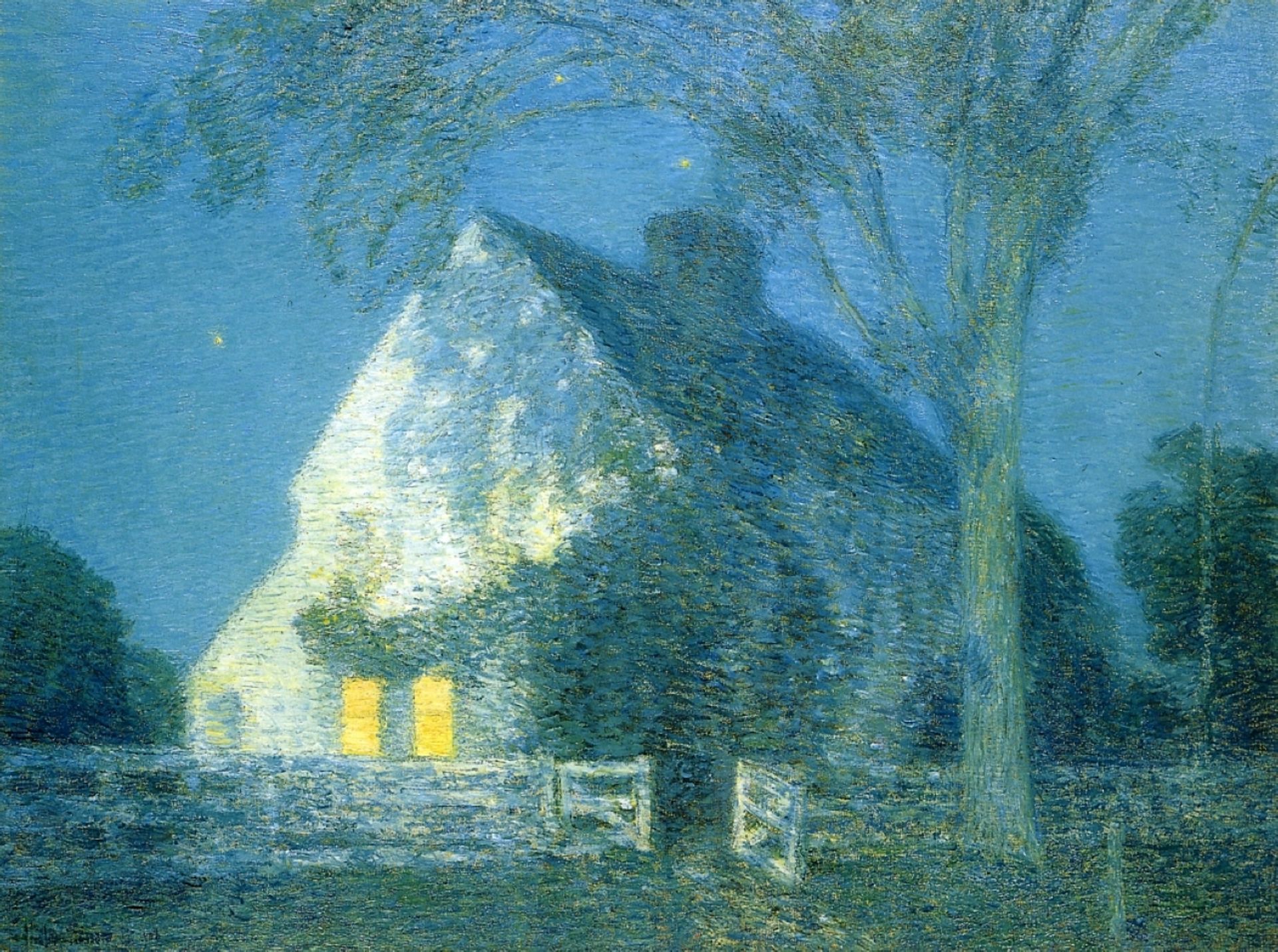 Moonlight, the Old House by Childe Hassam