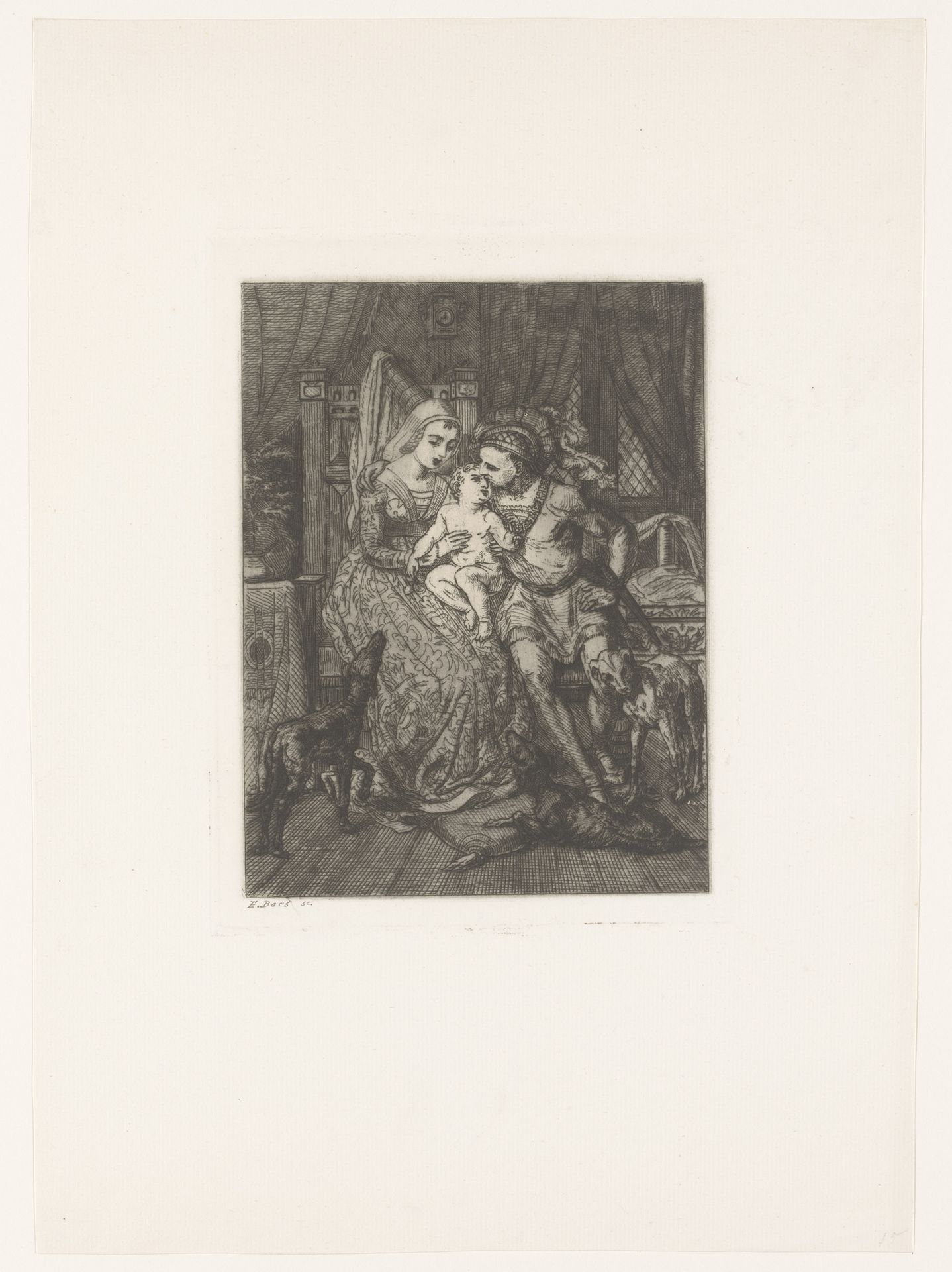 Middeleeuwse edellieden met hun pasgeborene by Edgar Alfred Baes