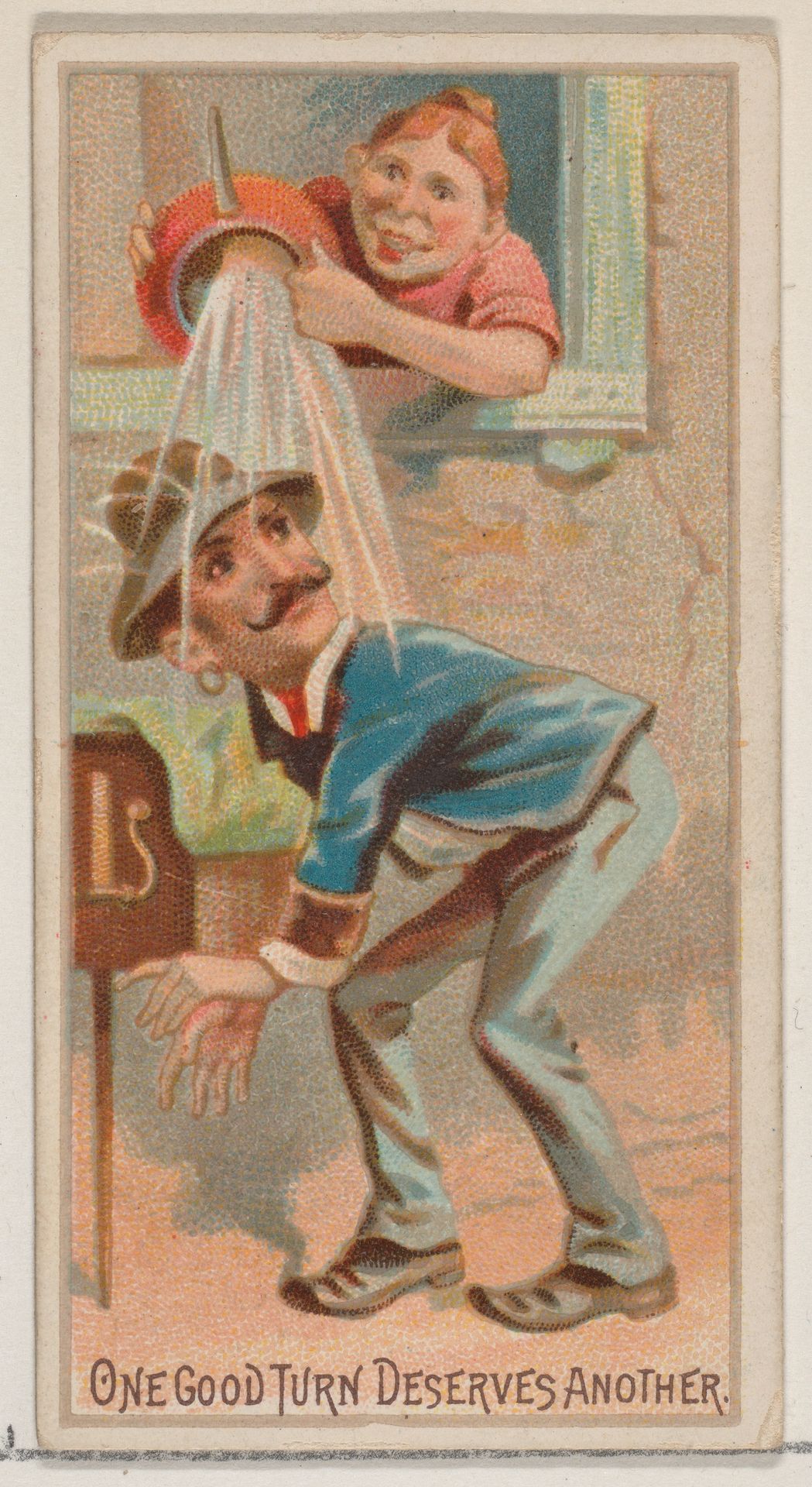 One Good Turn Deserves Another, from the Jokes series (N87) for Duke brand cigarettes by W. Duke, Sons & Co.