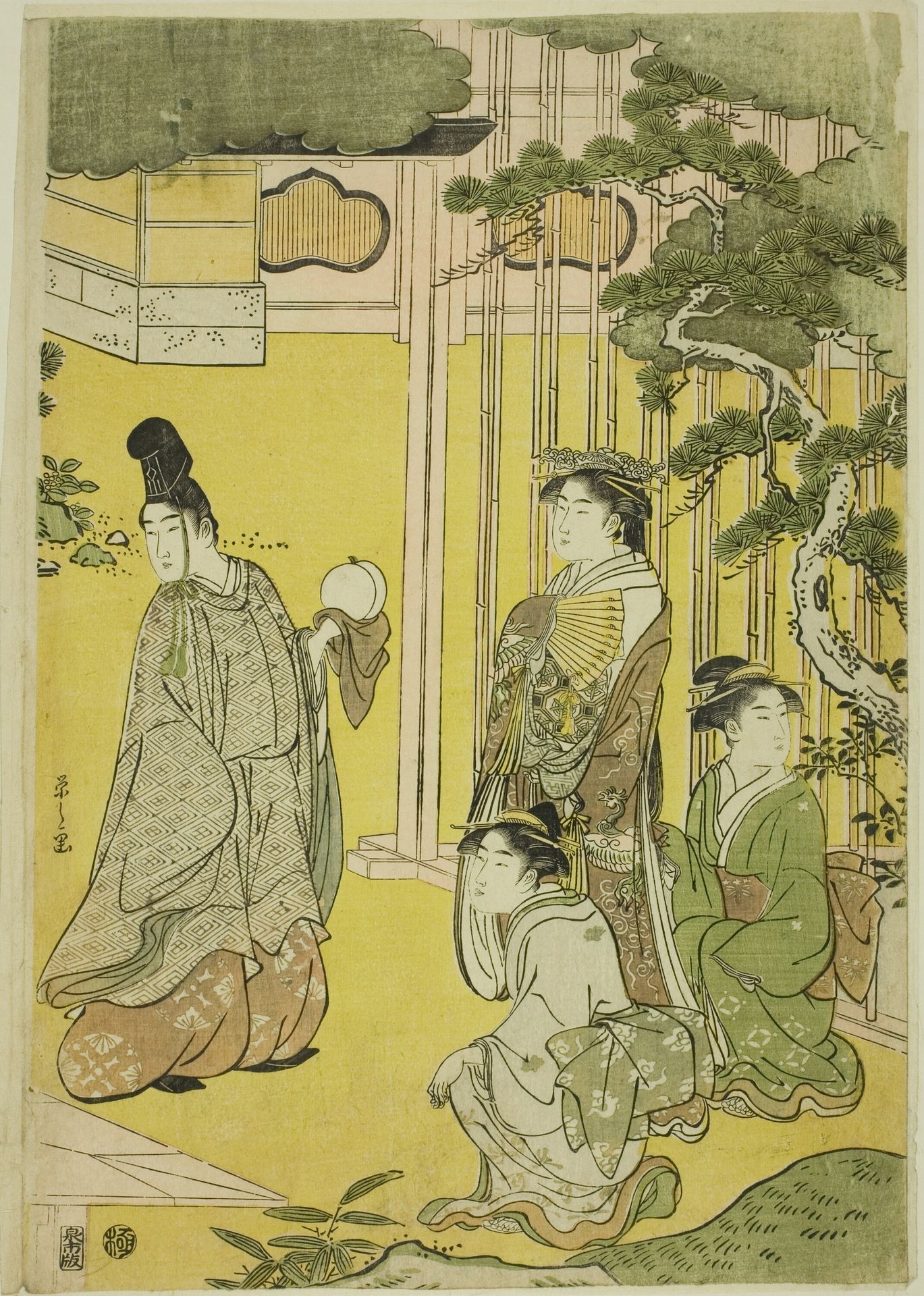 Wakana, Part 1 (Wakana, jo), from the series "A Fashionable Parody of the Tale of Genji (Furyu yatsushi Genji)" by Chōbunsai Eishi 鳥文斎栄之