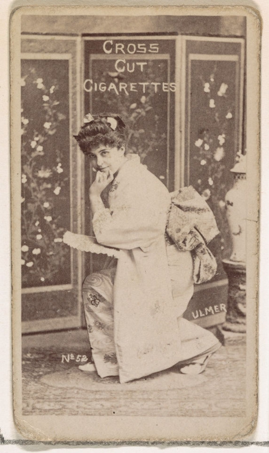 Card Number 52, Geraldine Ulmer, from the Actors and Actresses series (N145-1) issued by Duke Sons & Co. to promote Cross Cut Cigarettes by W. Duke, Sons & Co.