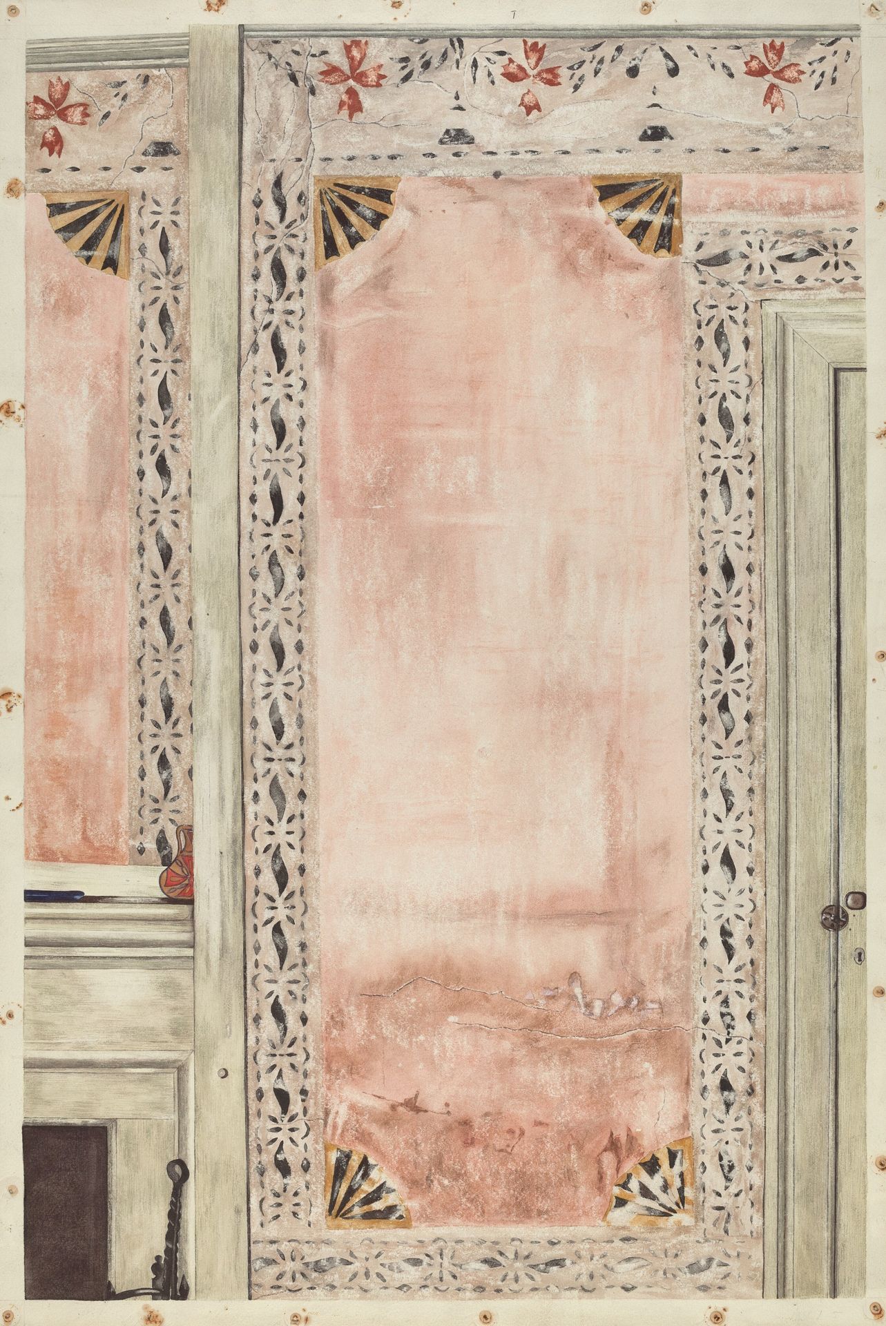 Stencilled Wall by Mildred E. Bent