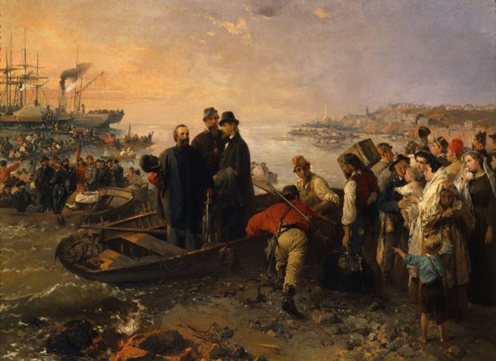 The boarding of the thousand from Quarto by Gerolamo Induno