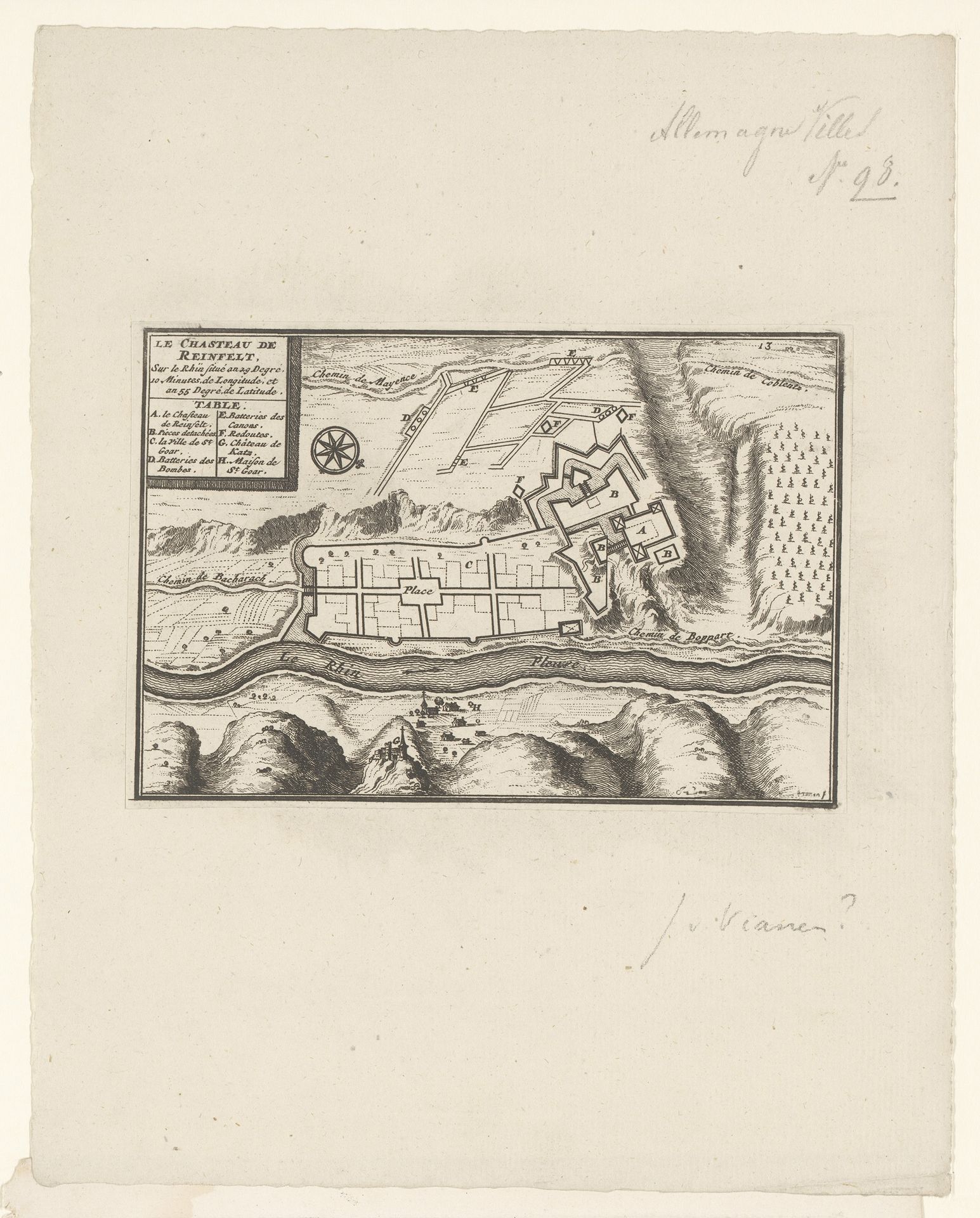 Plattegrond van Burcht Rheinfels, bij Sankt Goar by Anonymous