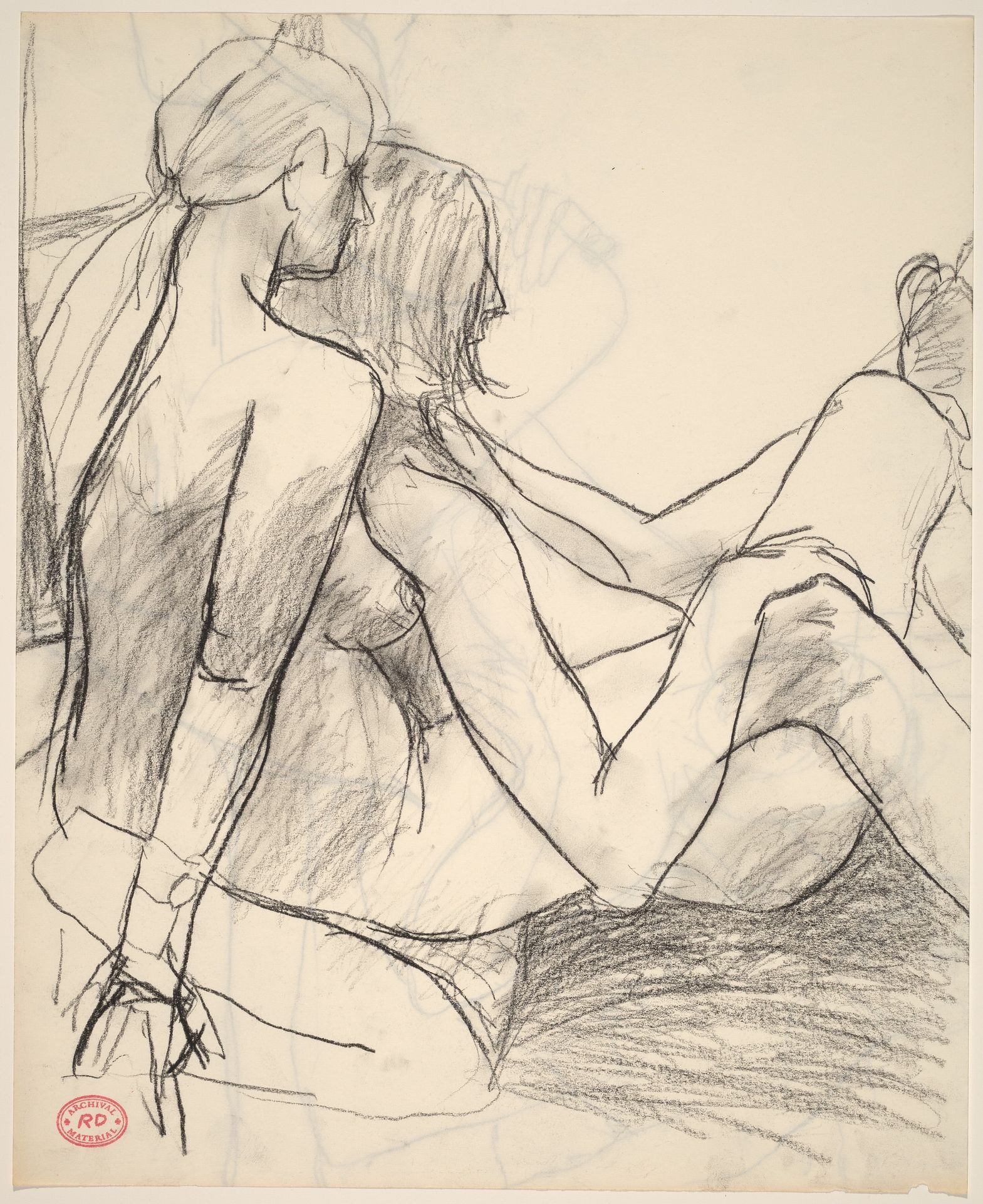 Untitled [looking over the shoulder of two female nudes] [recto] by Richard Diebenkorn