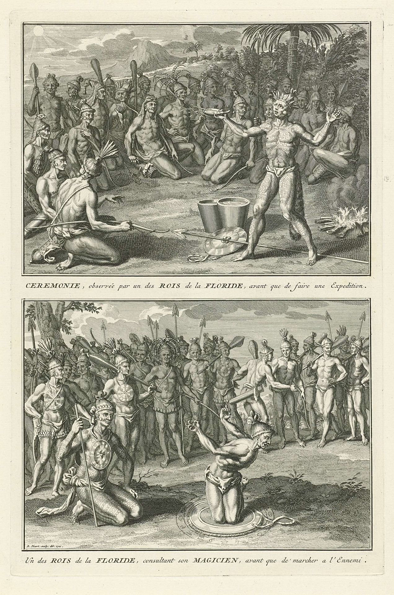 Oorlogsplechtigheden van de oorspronkelijke bevolking van Florida by Bernard Picart