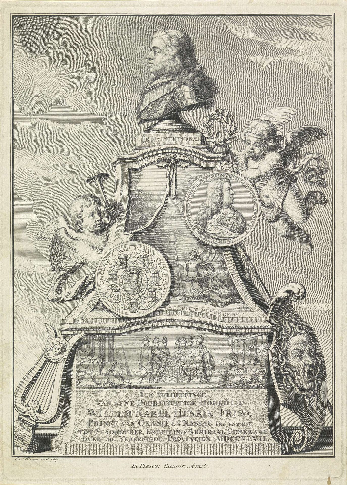 Portret van Willem IV, prins van Oranje-Nassau by Jacob Folkema