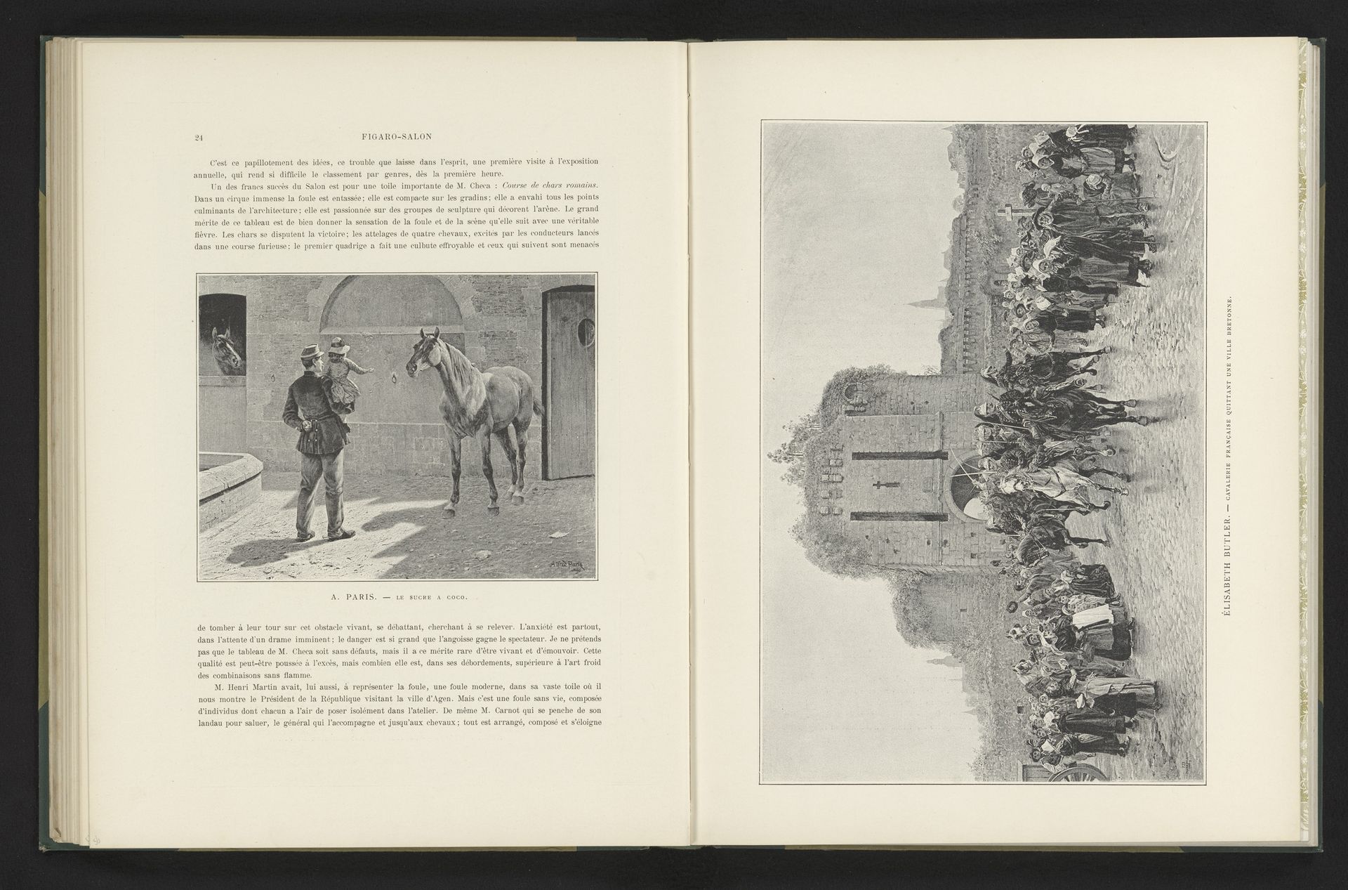 Reproductie van een schilderij van de Franse cavalerie die een Bretonse stad verlaat door Elizabeth Southerden Butler by Anonymous