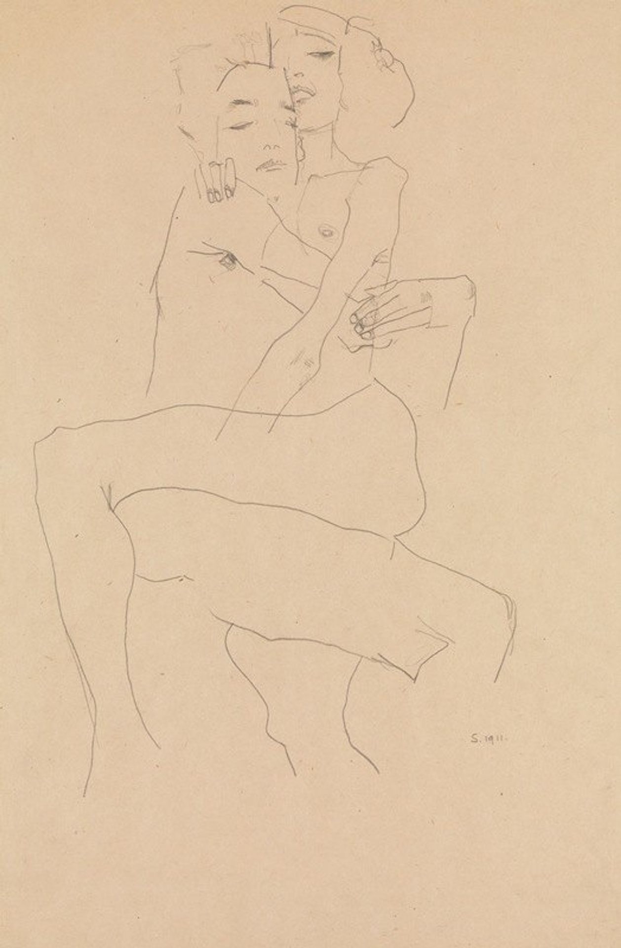 Couple Embracing by Egon Schiele