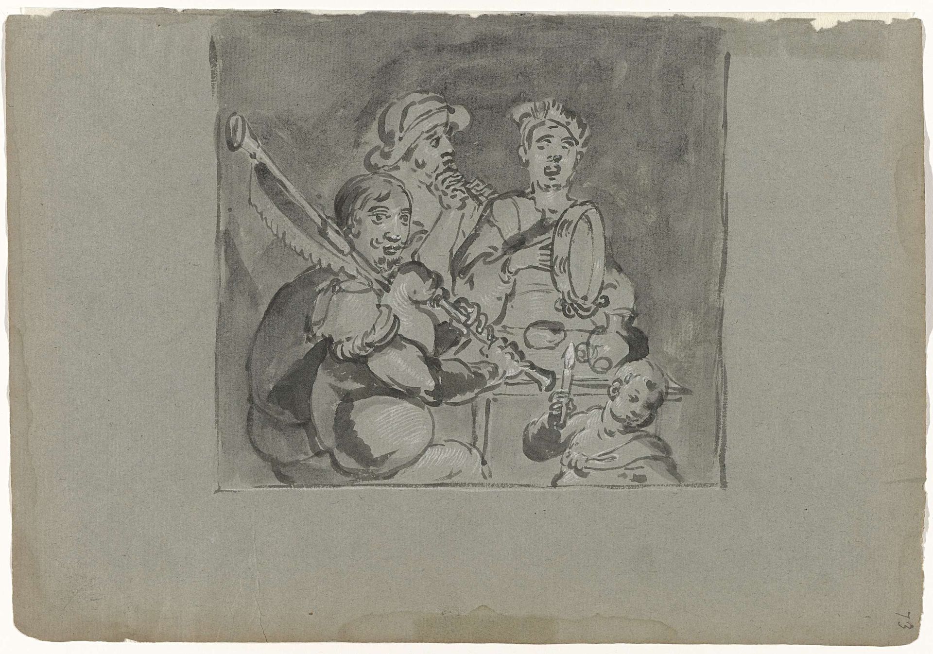 Musicerend gezelschap bij kaarslicht by Leonaert Bramer