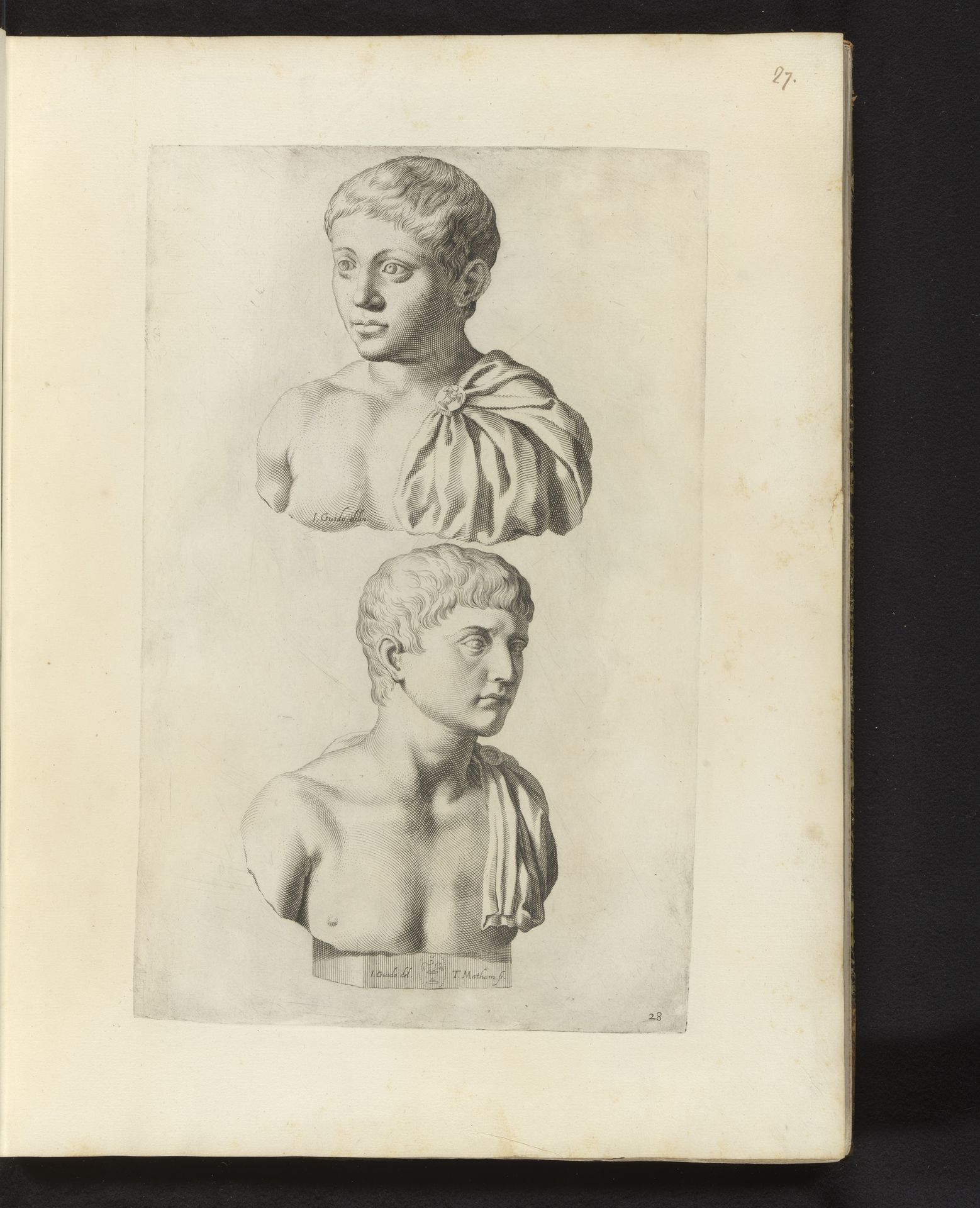 Twee portretbustes van jongens by Theodor Matham