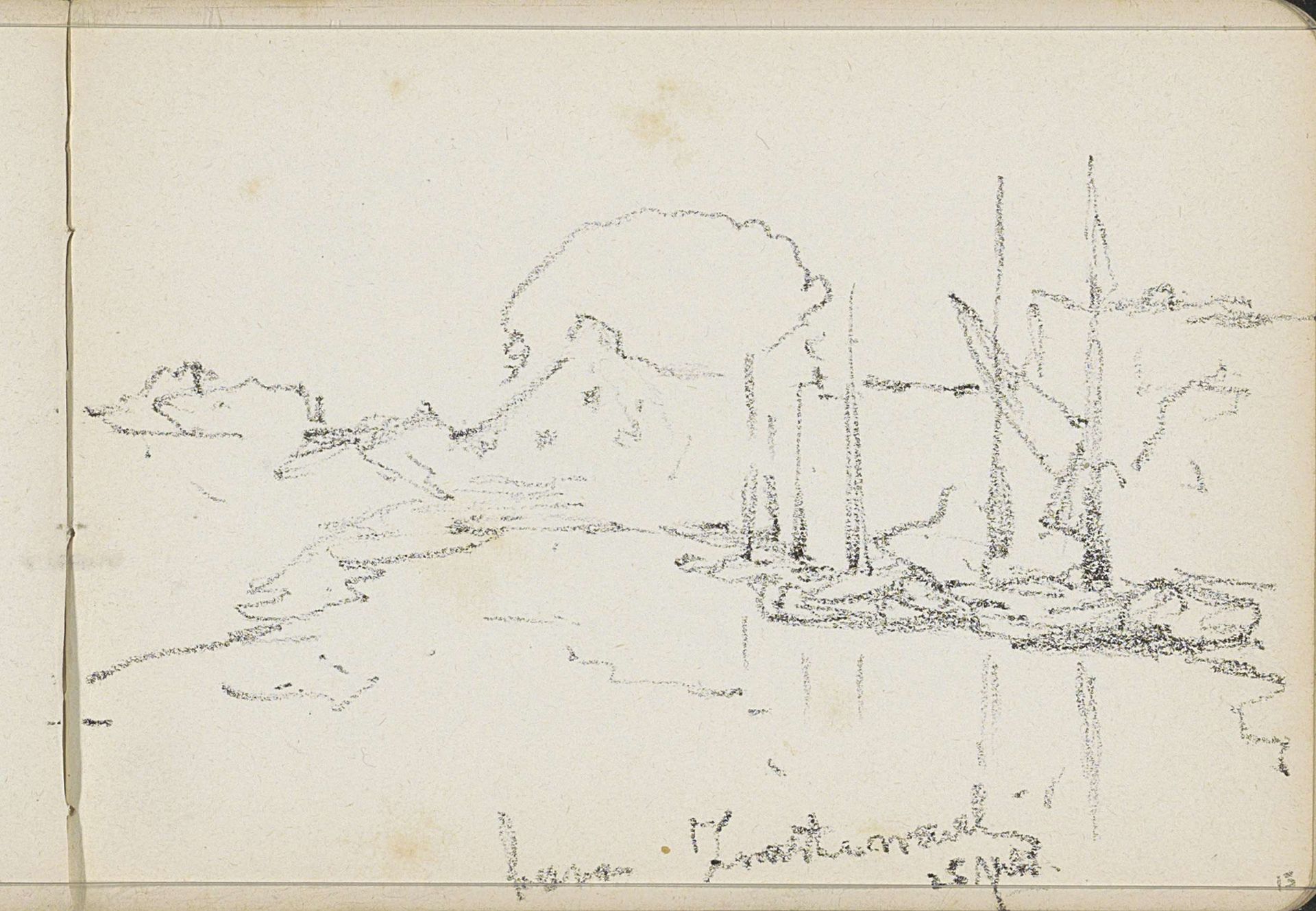 Zeilboten in de haven van Zwartewaal by Willem Cornelis Rip