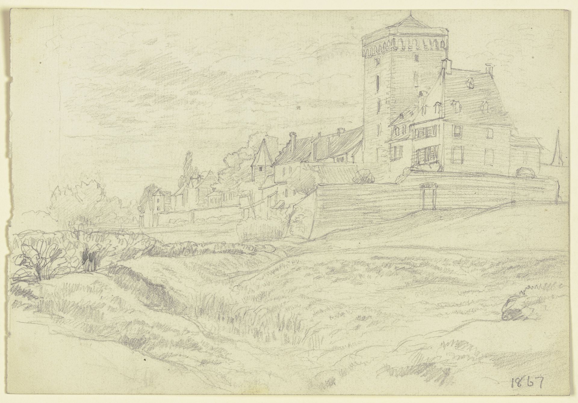Rheintor mit Zollturm in Zons by Otto Scholderer