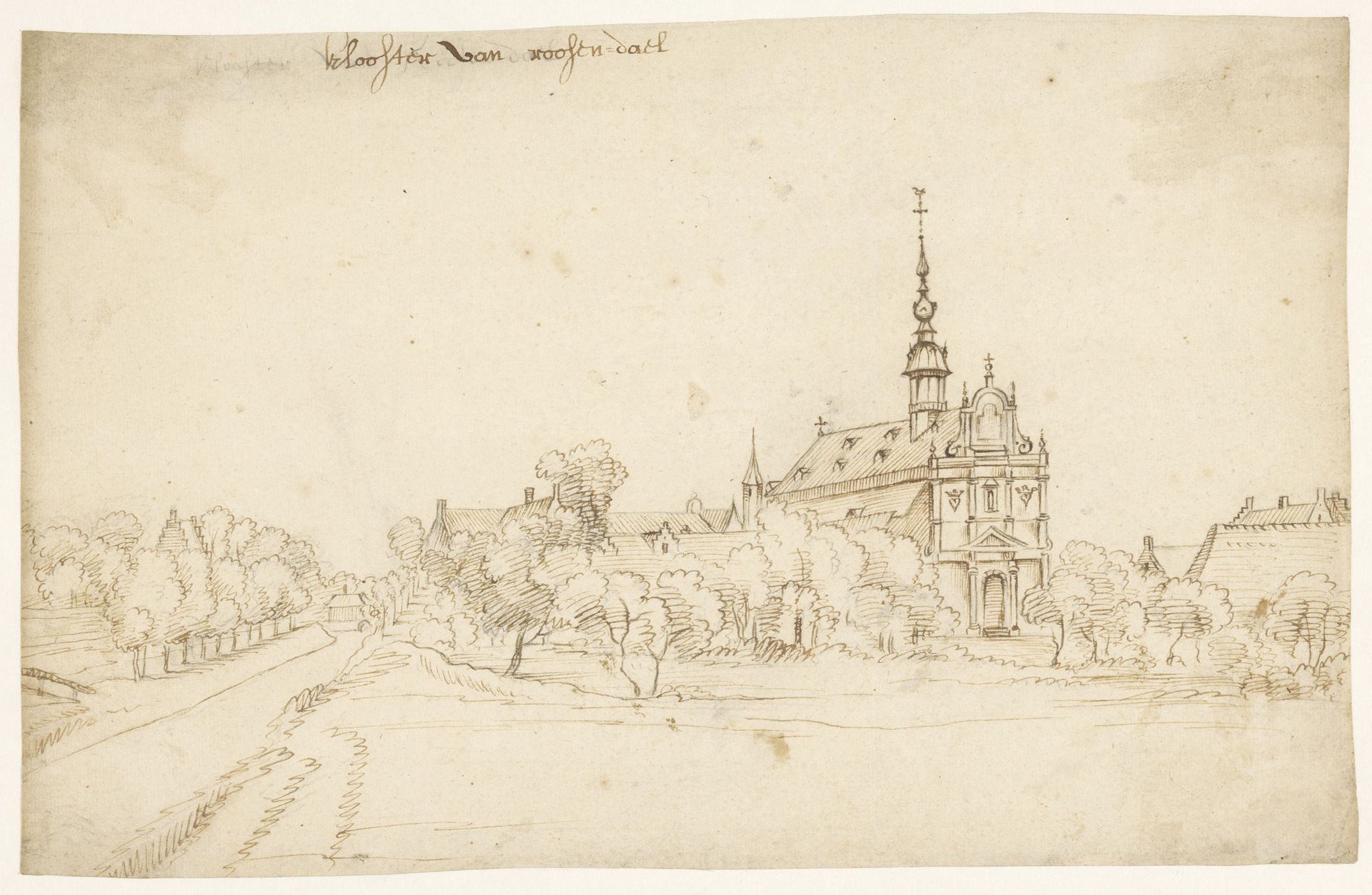 Het klooster Roosendael in Walem, tussen geboomte by H. van Wel