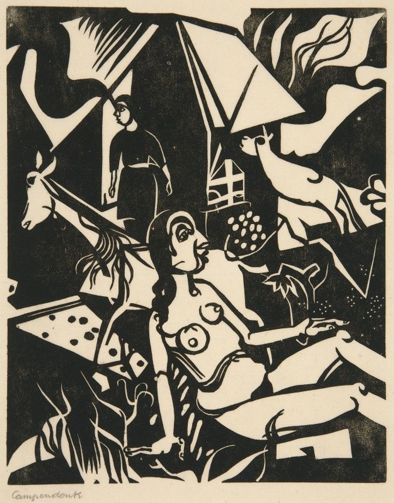 Nude with Goat in Front of a House by Heinrich Campendonk