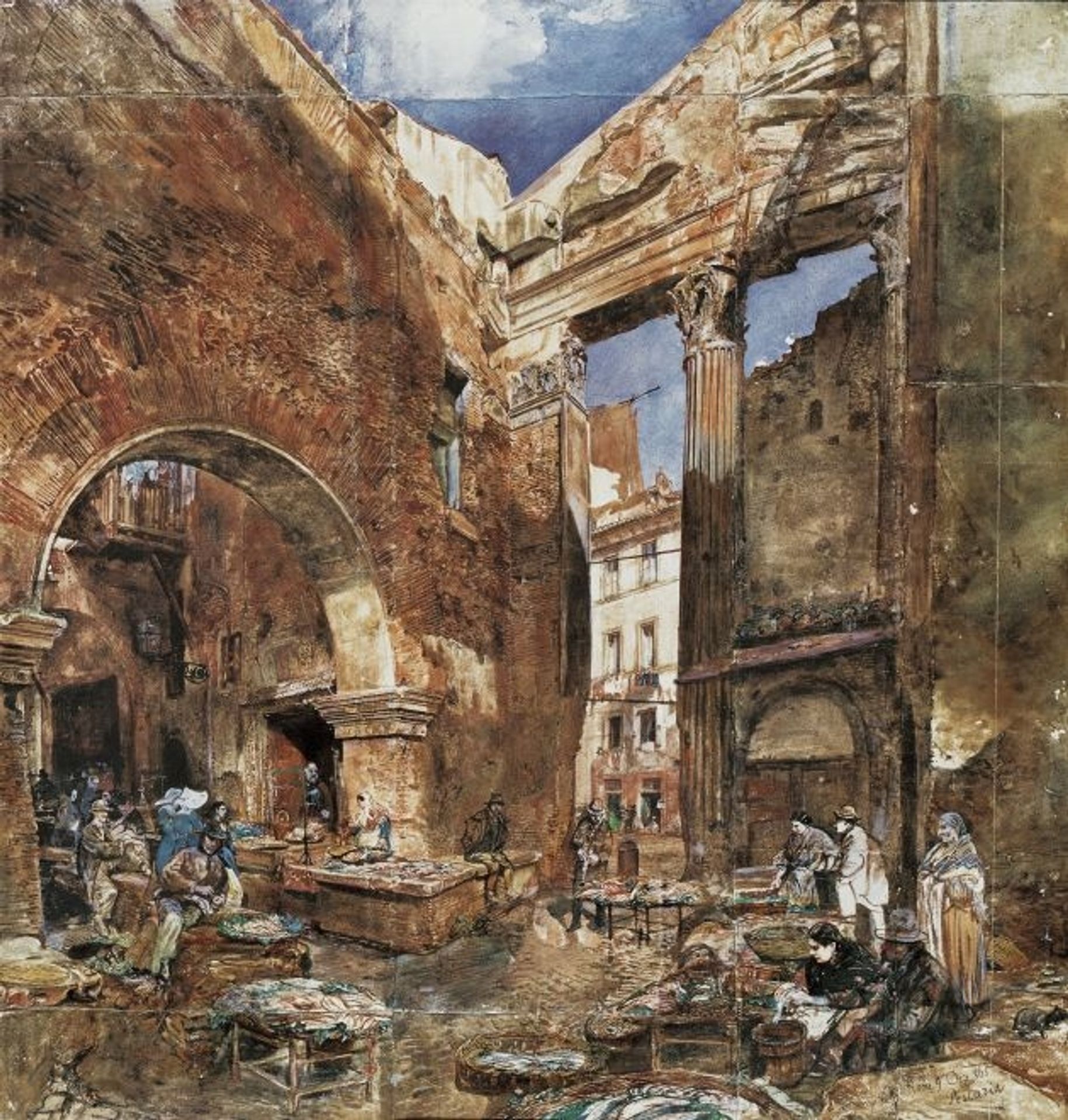 The fish market in Rome by Rudolf von Alt