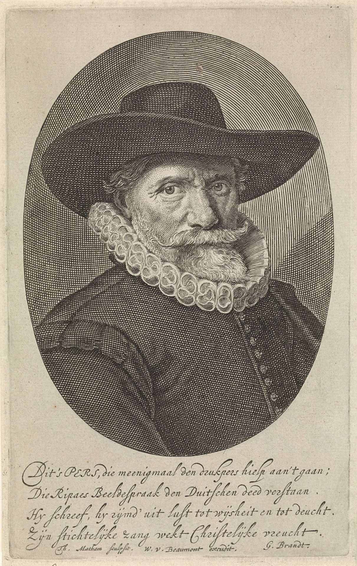 Portret van Dirck Pietersz Pers by Theodor Matham