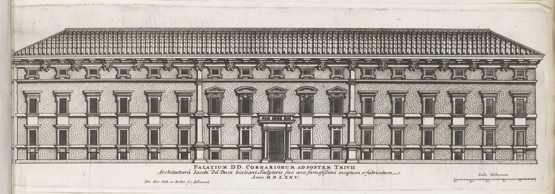 Façade van Palazzo Cornaro te Rome by Giovanni Battista Falda