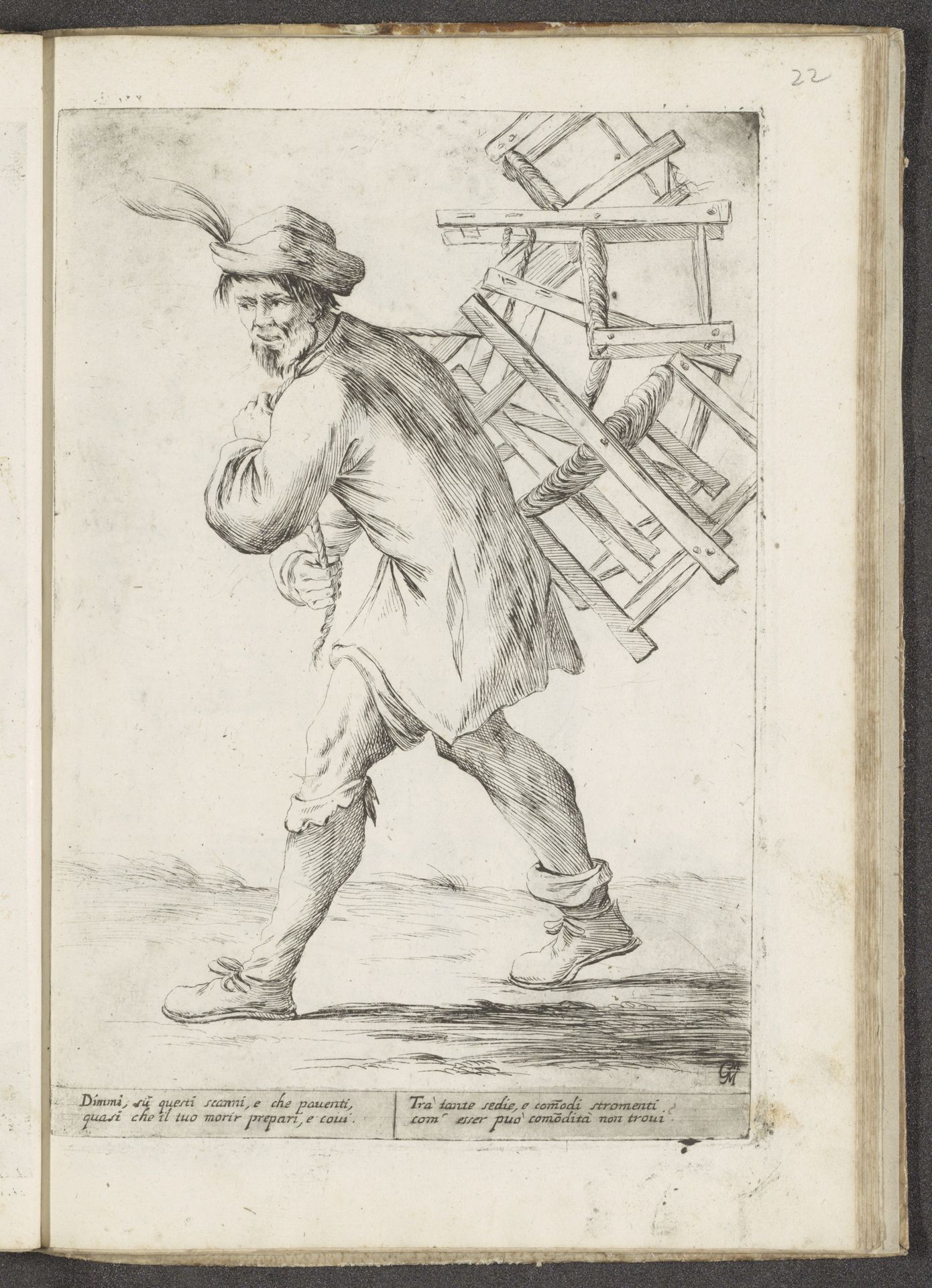 Stoelenverkoper by Giuseppe Maria Mitelli