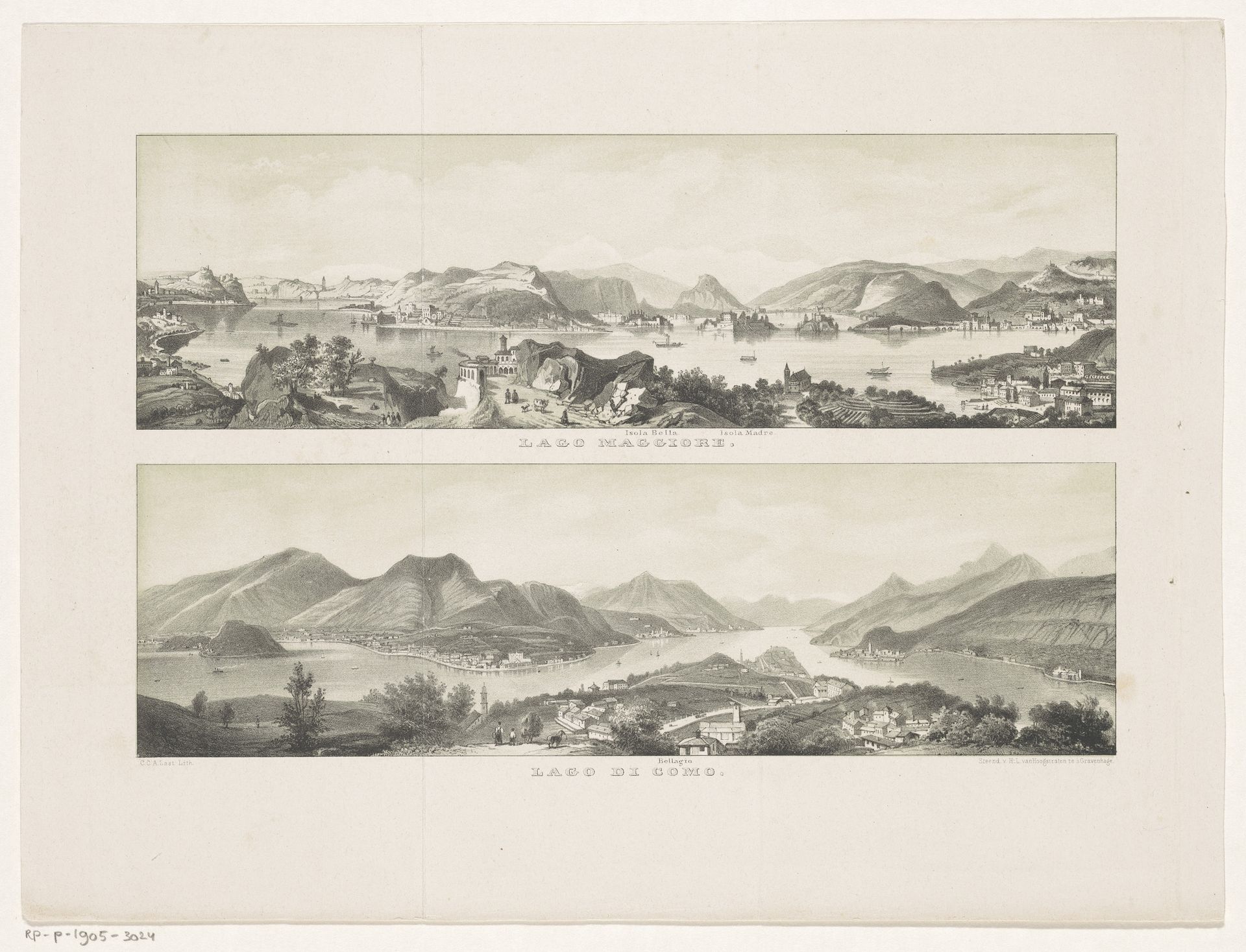 Gezichten op het Lago Maggiore en het Comomeer by Carel Christiaan Antony Last