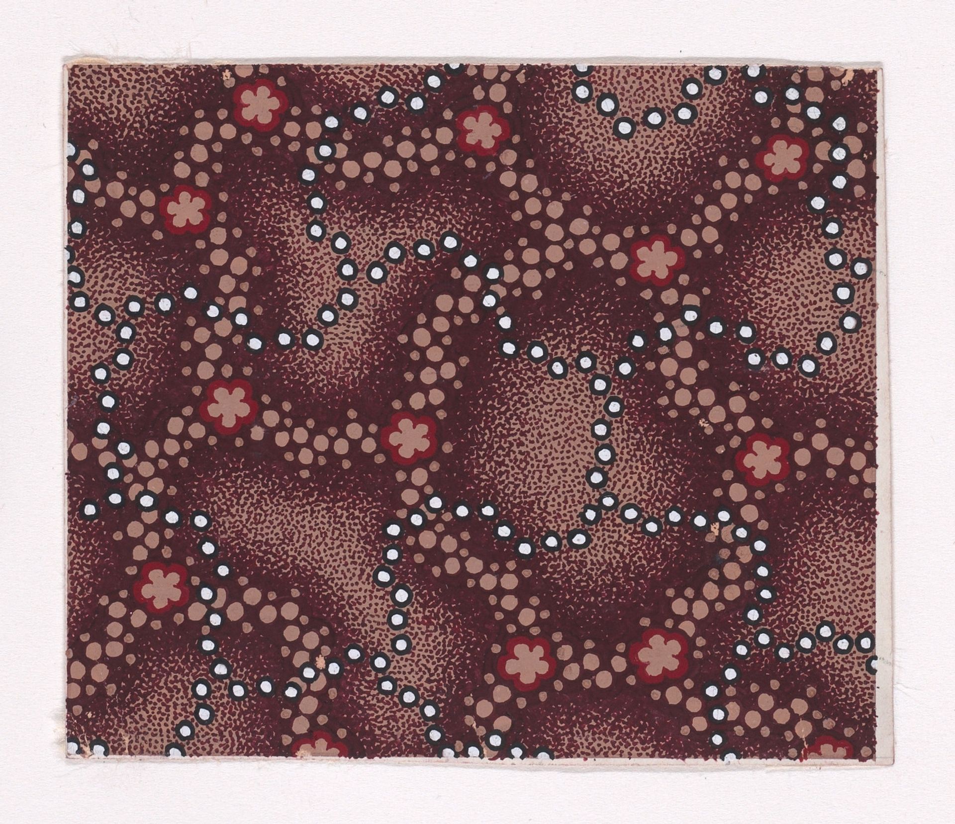 Textile Design with Interlacing Strips of Pearls over Interlacing Garlands of Dots and Rosettes over a Stippled Background by Anonymous