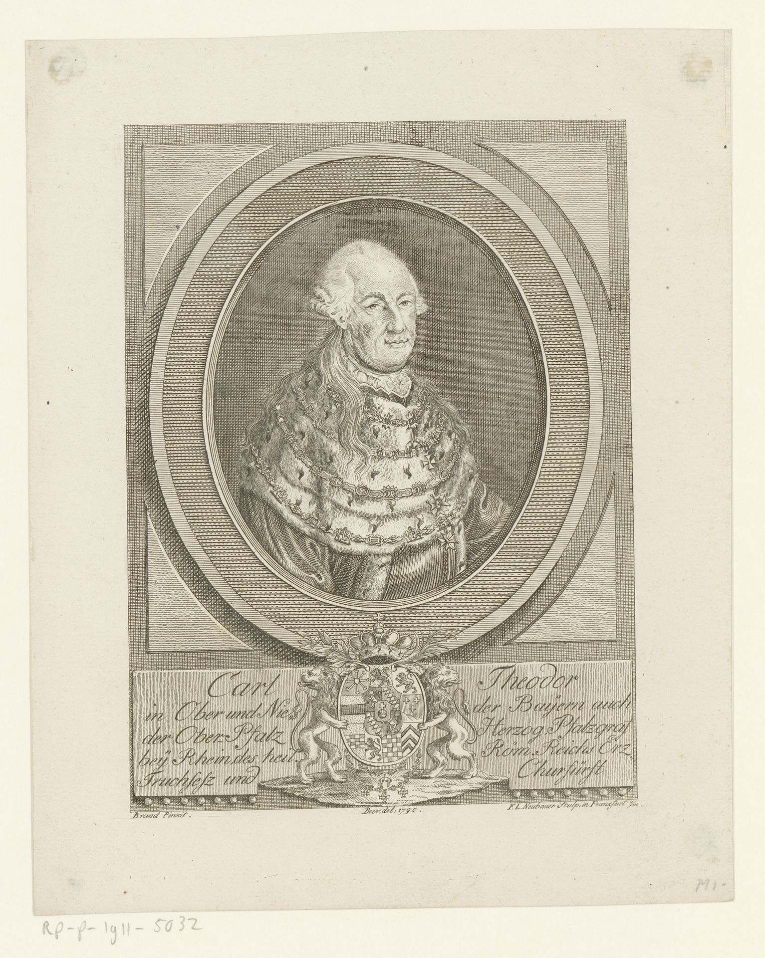 Portret van Karel Theodoor van Beieren by Friedrich Ludwig Neubauer