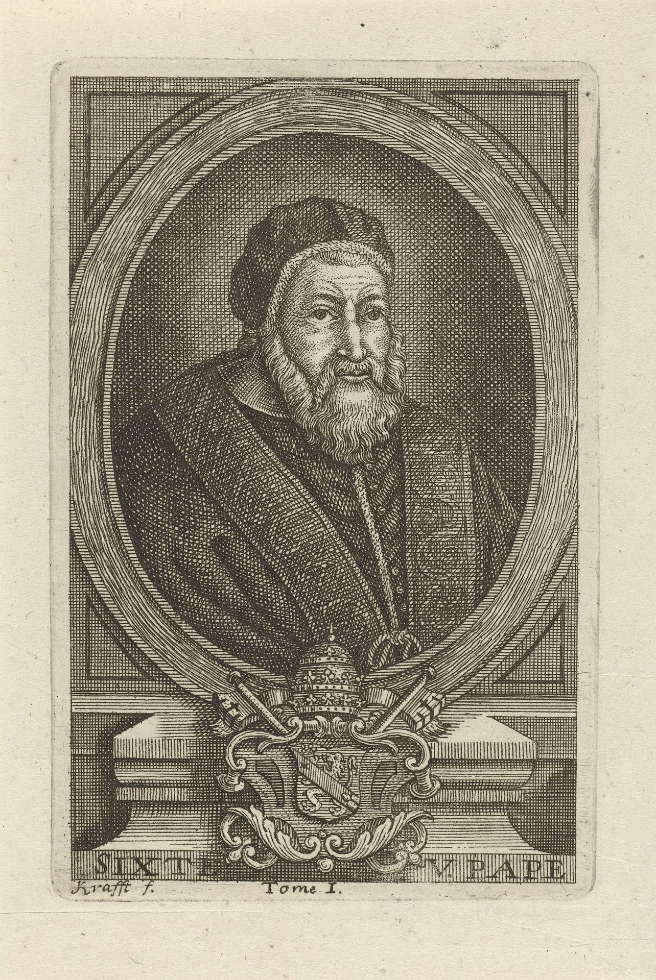 Portret van Sixtus V by Jan Lauwryn Krafft
