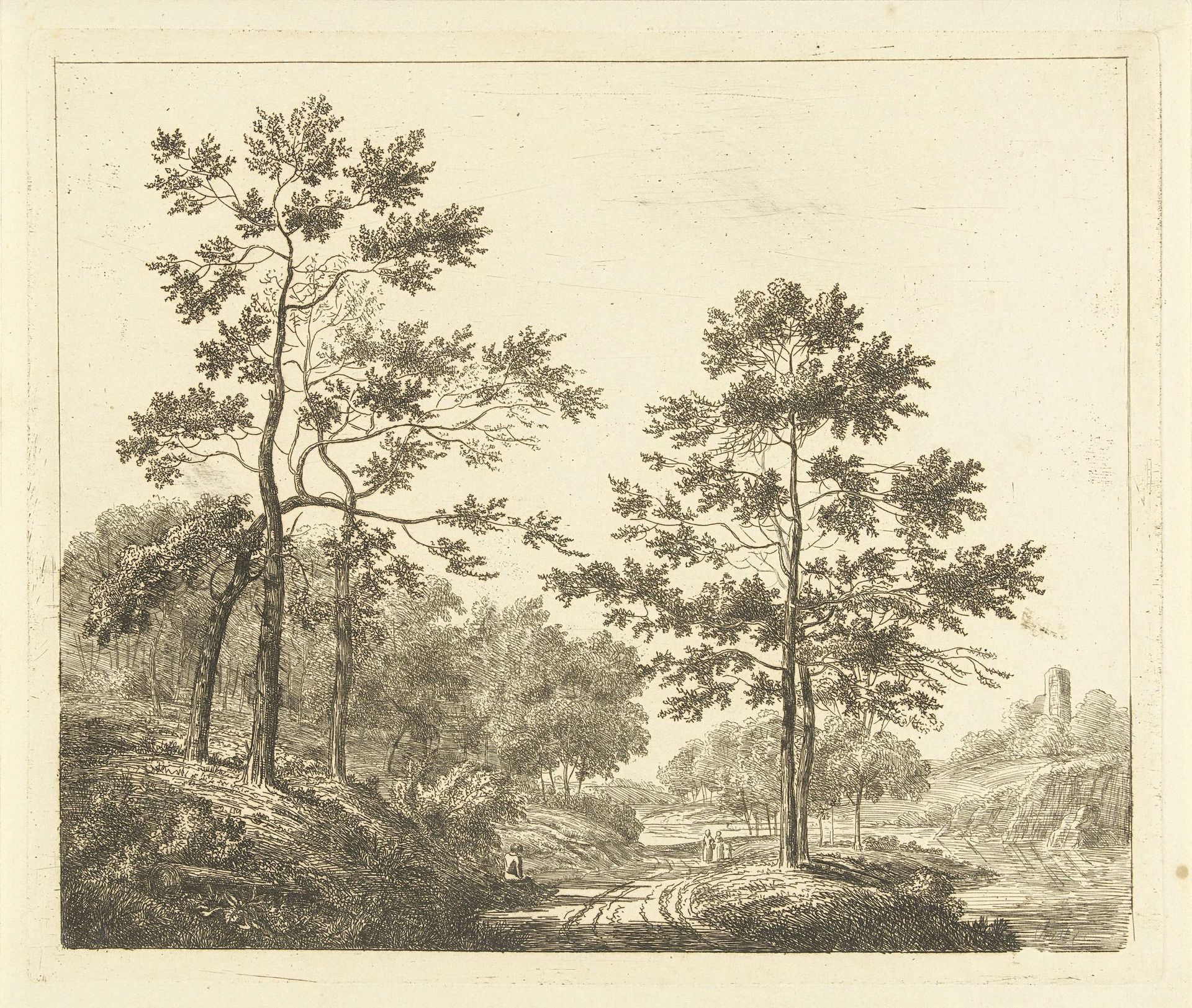 Bospad in heuvelachtig landschap by Johannes Franciscus Christ