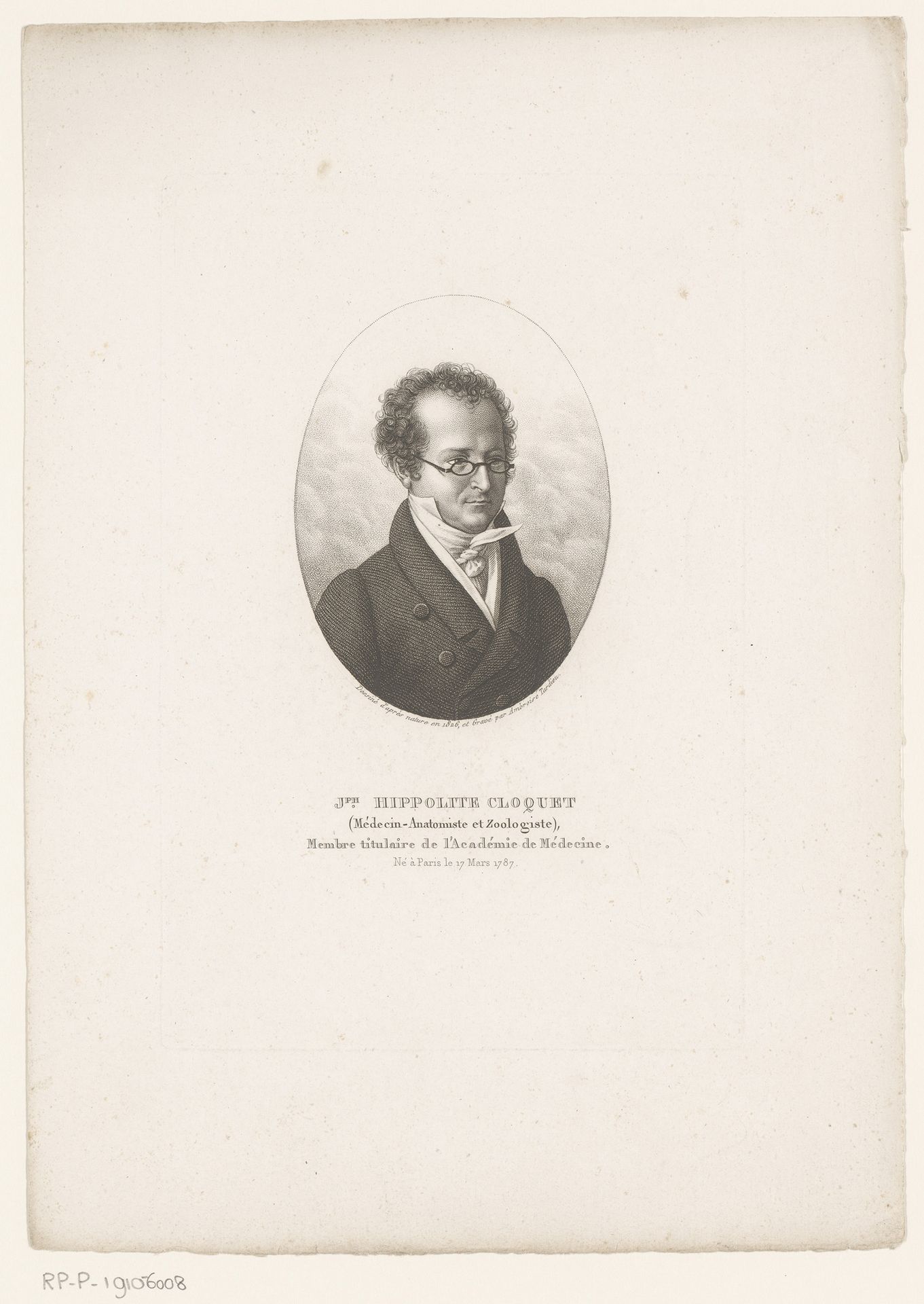 Portret van Hippolyte Cloquet by Ambroise Tardieu
