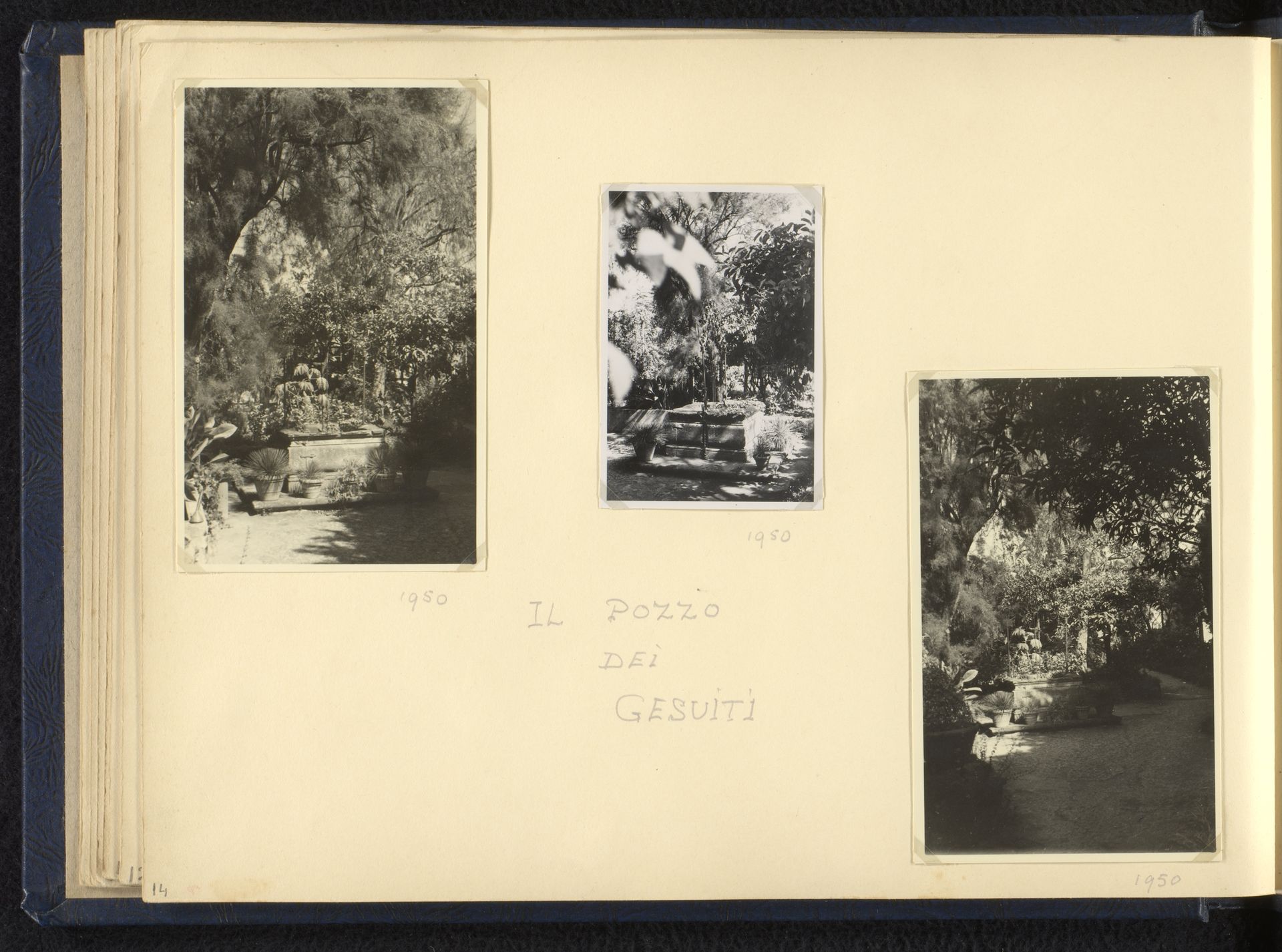 Drie foto's van de jezuïetenbron in de tuin van Villa Tritone, Sorrento by Norbert van den (1901-1972) Berg