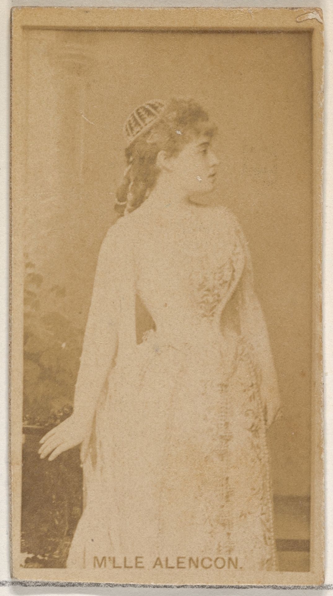M'lle Alencon, from the Actors and Actresses series (N45, Type 8) for Virginia Brights Cigarettes by Allen & Ginter